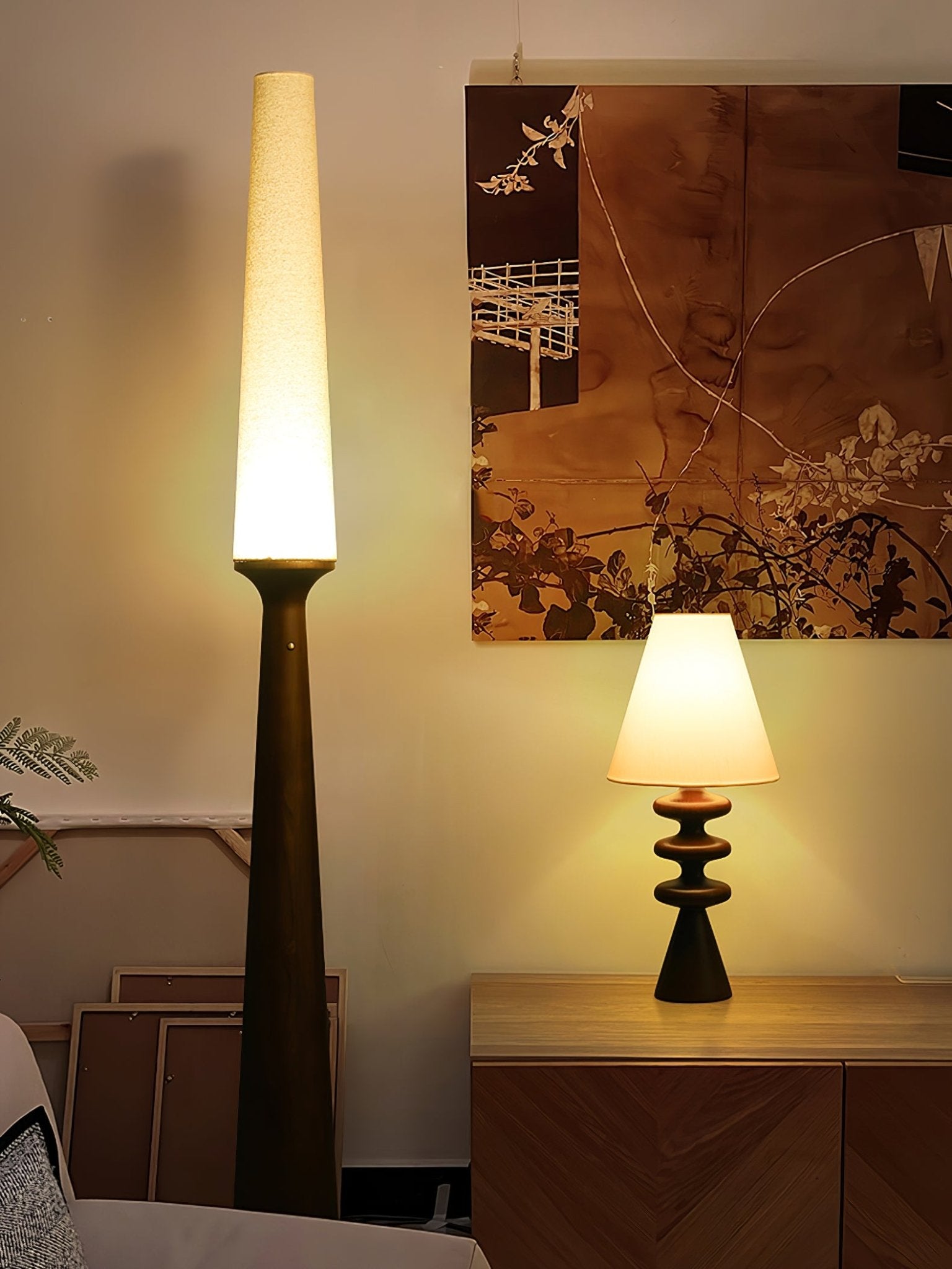 Vetheora Tapered Wood Floor Lamp - Blowlighting