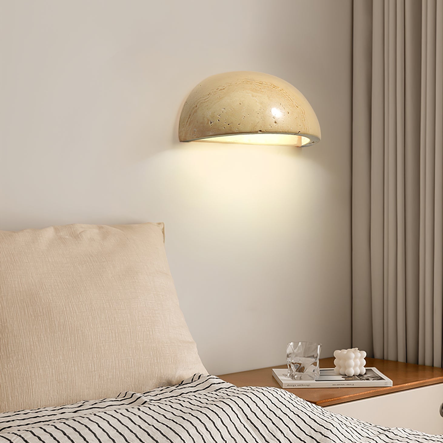 Vethayra Half-Dome Travertine Wall Light - Blowlighting