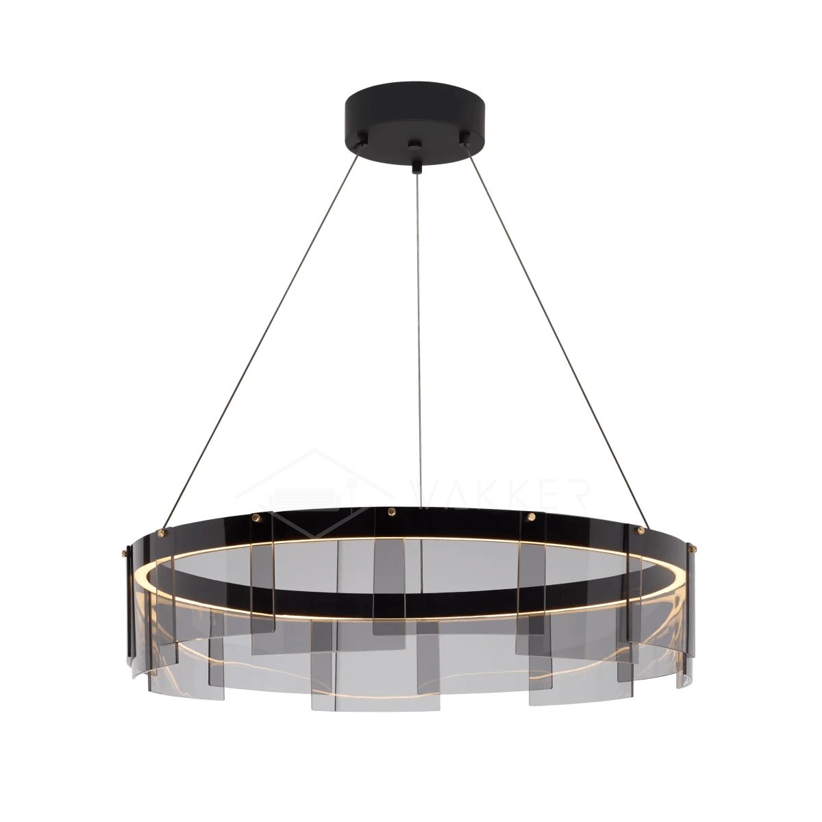 Lustra Chandelier LED Ring Black Glass Modern - Blowlighting