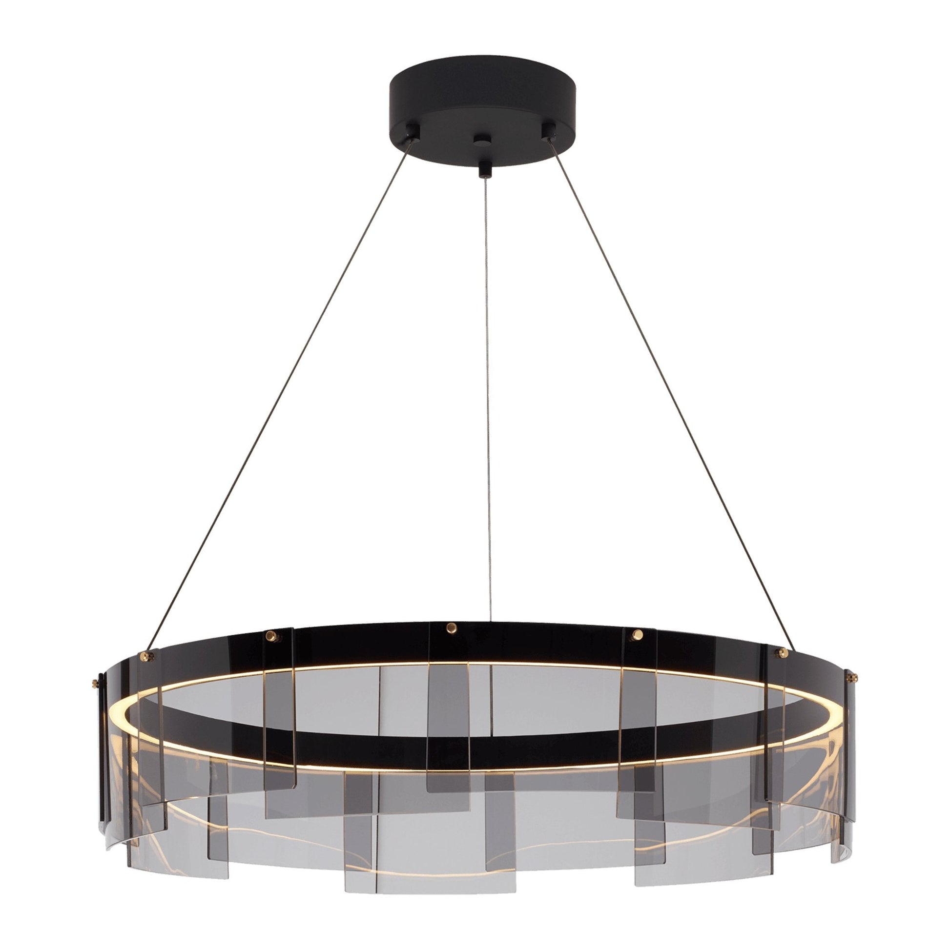 Lustra Chandelier LED Ring Black Glass Modern - Blowlighting
