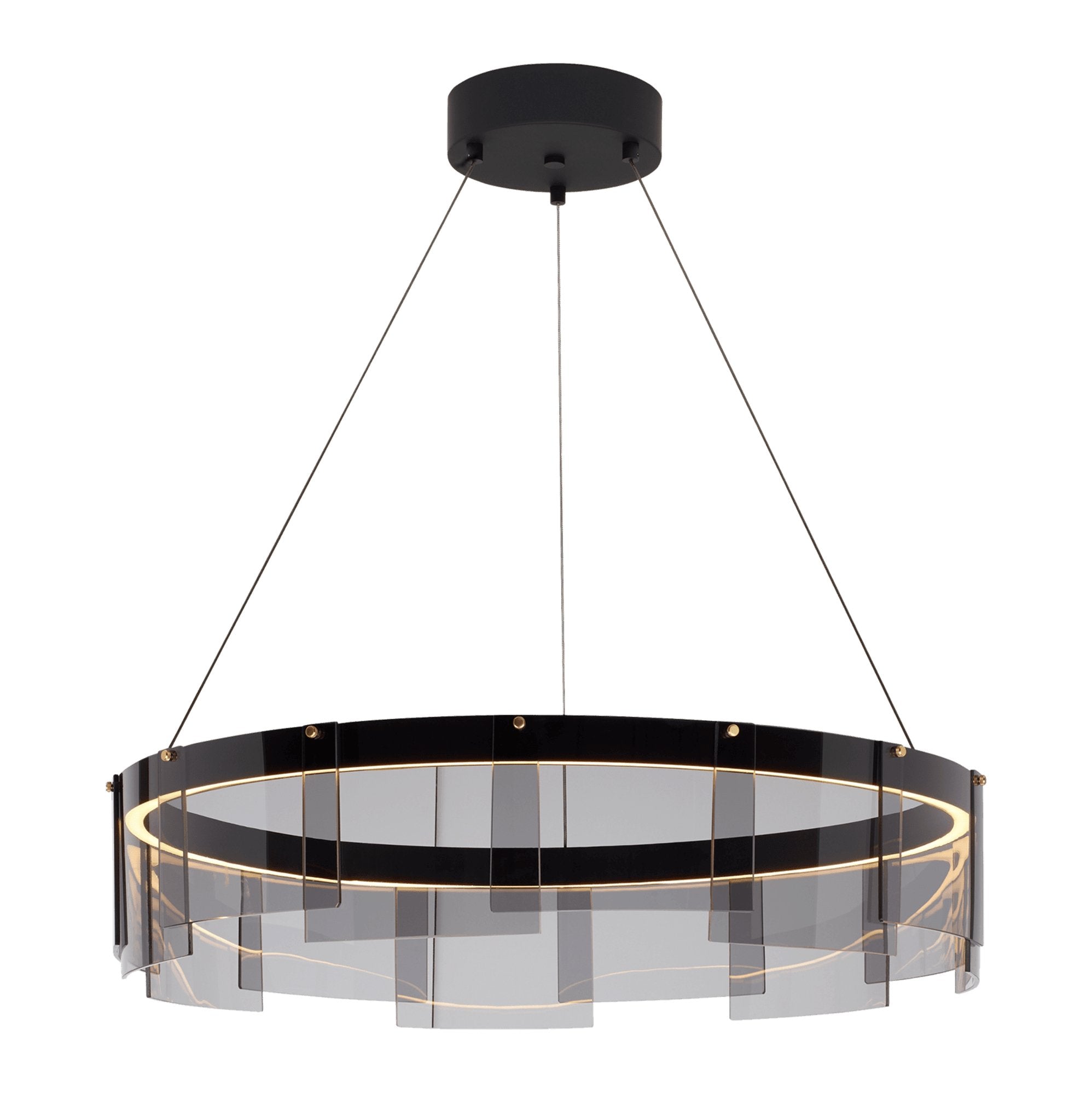 Lustra Chandelier LED Ring Black Glass Modern - Blowlighting