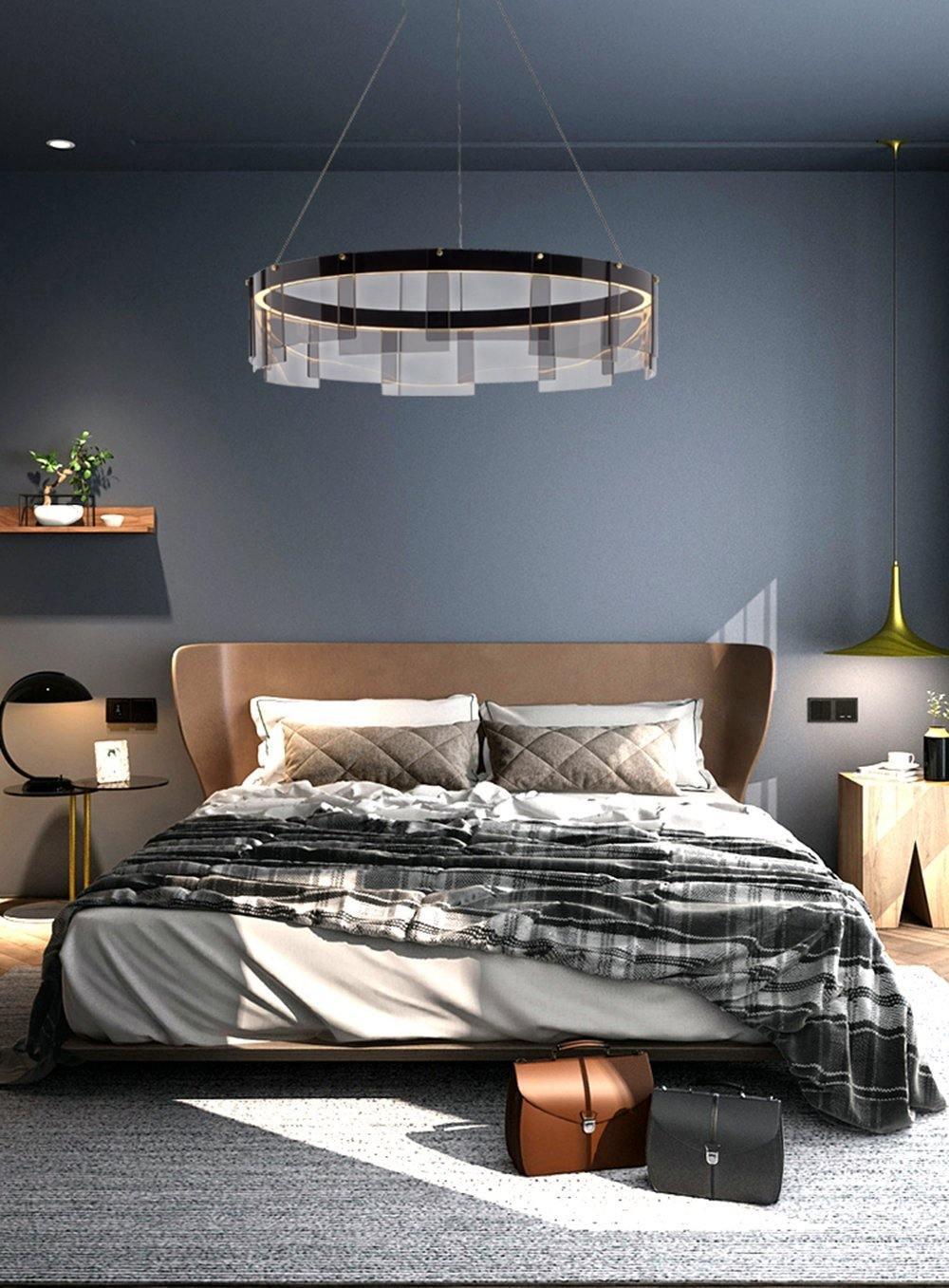 Lustra Chandelier LED Ring Black Glass Modern - Blowlighting