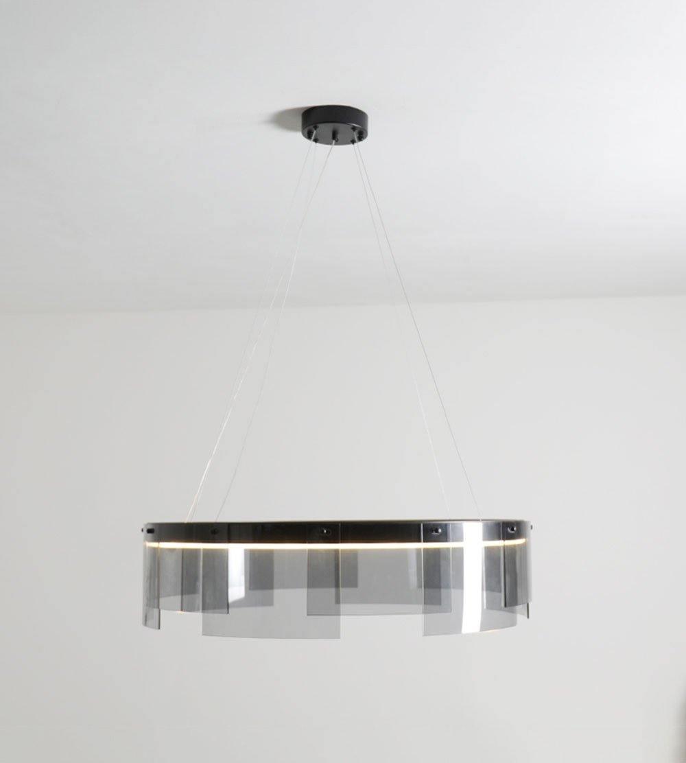 Lustra Chandelier LED Ring Black Glass Modern - Blowlighting