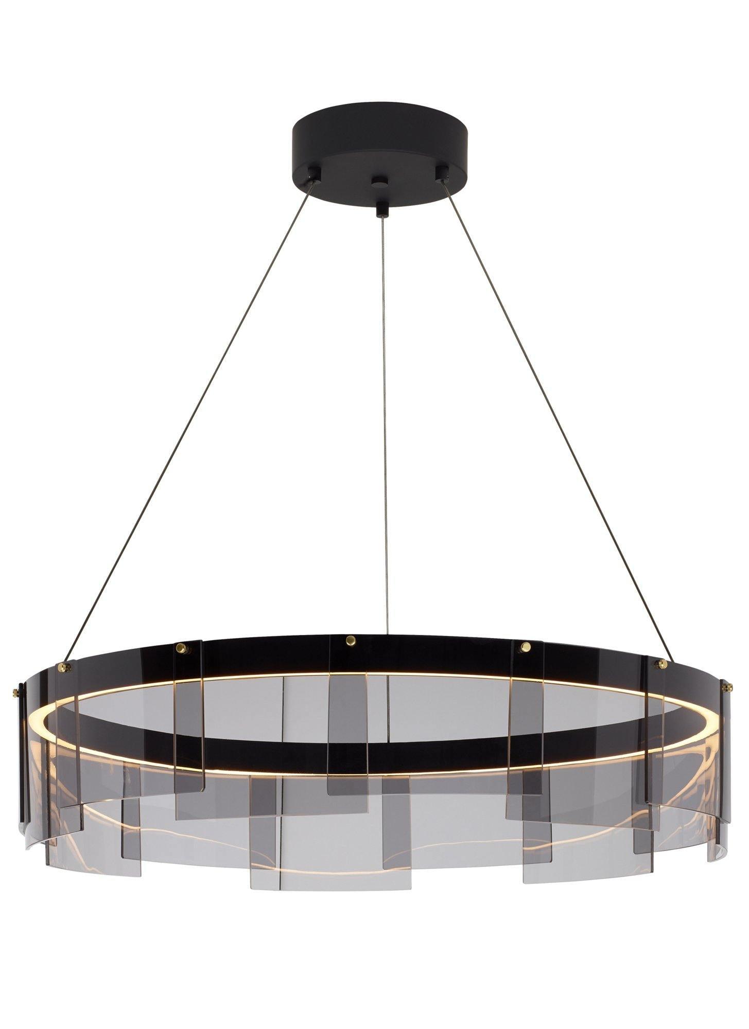 Lustra Chandelier LED Ring Black Glass Modern - Blowlighting