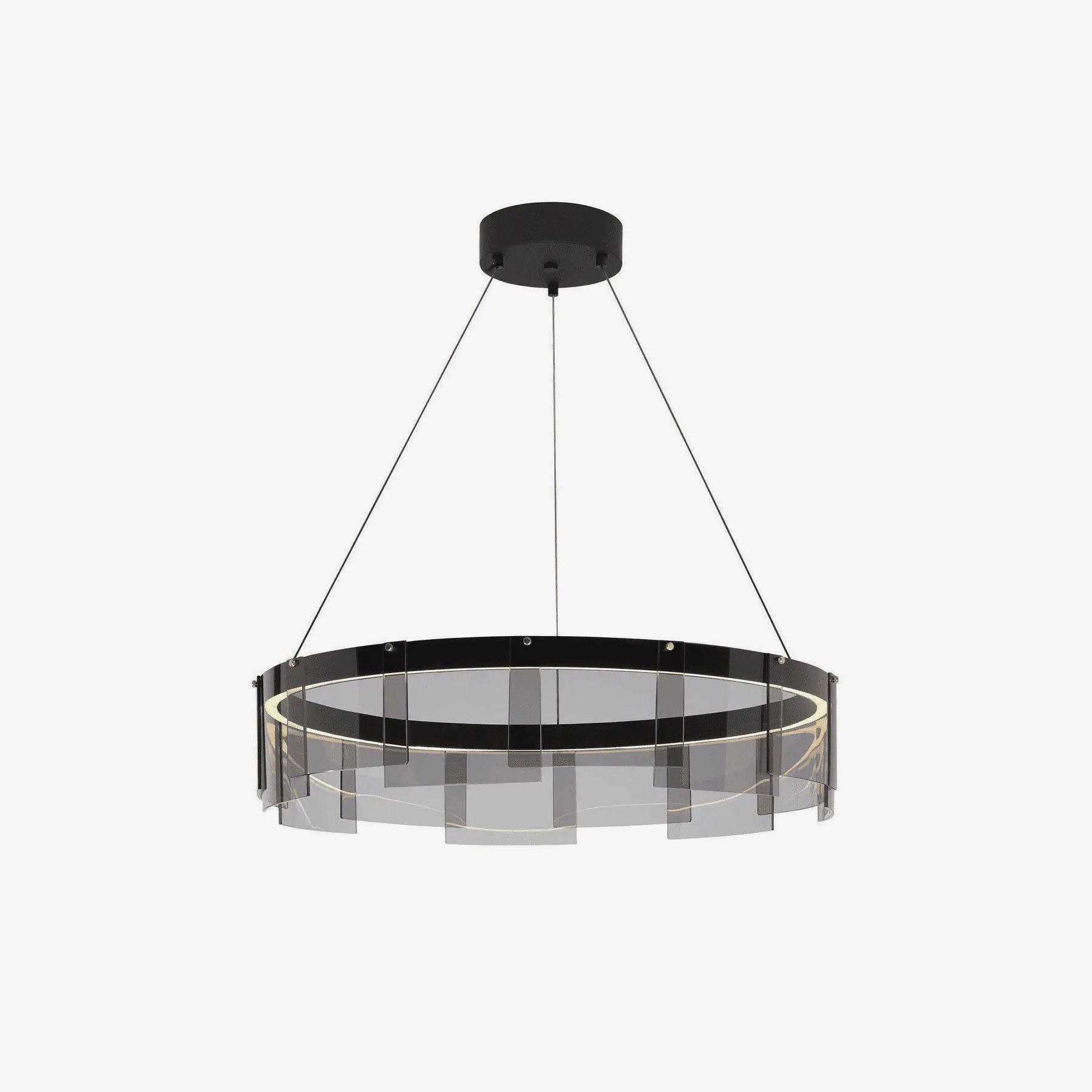 Lustra Chandelier LED Ring Black Glass Modern - Blowlighting