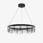 Lustra Chandelier LED Ring Black Glass Modern - Blowlighting