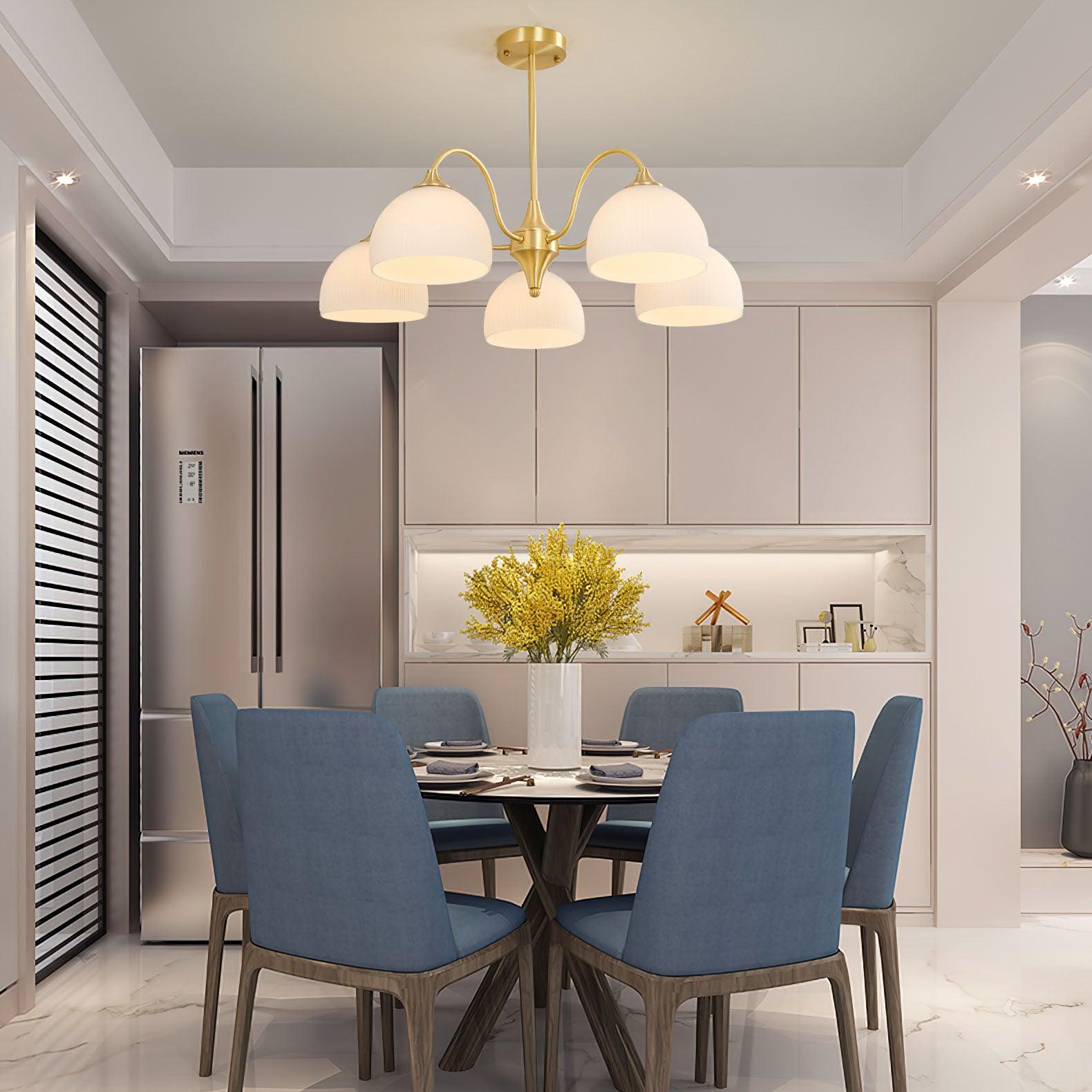 Striped Glass Bowl Chandelier - Blowlighting