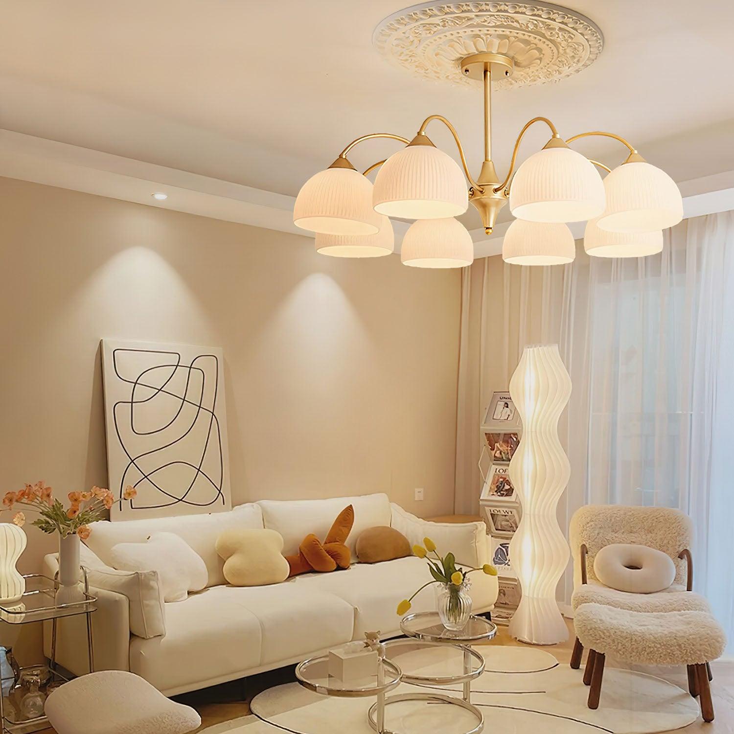 Striped Glass Bowl Chandelier - Blowlighting