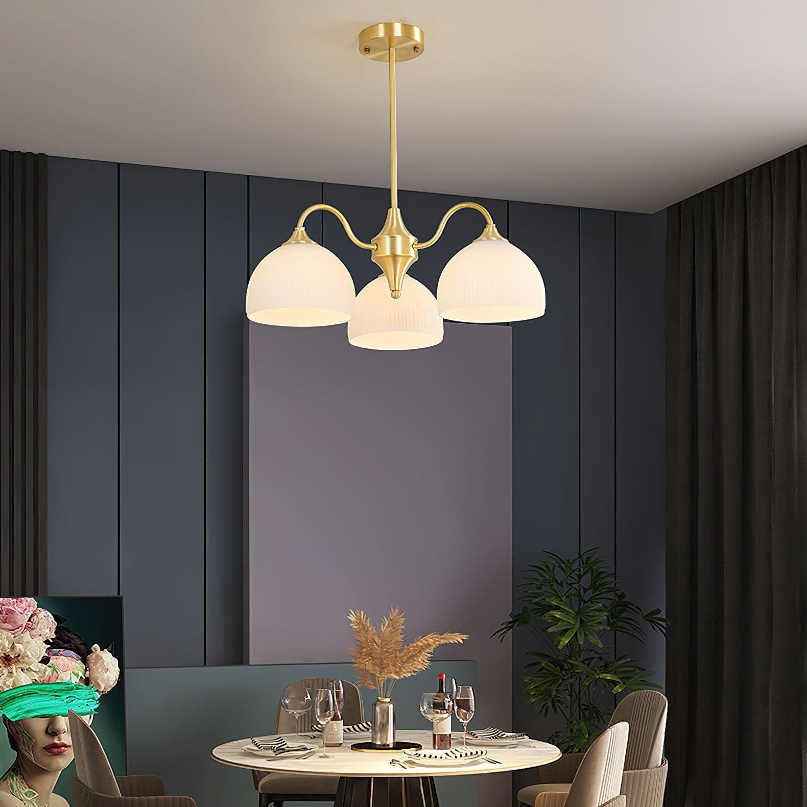 Striped Glass Bowl Chandelier - Blowlighting