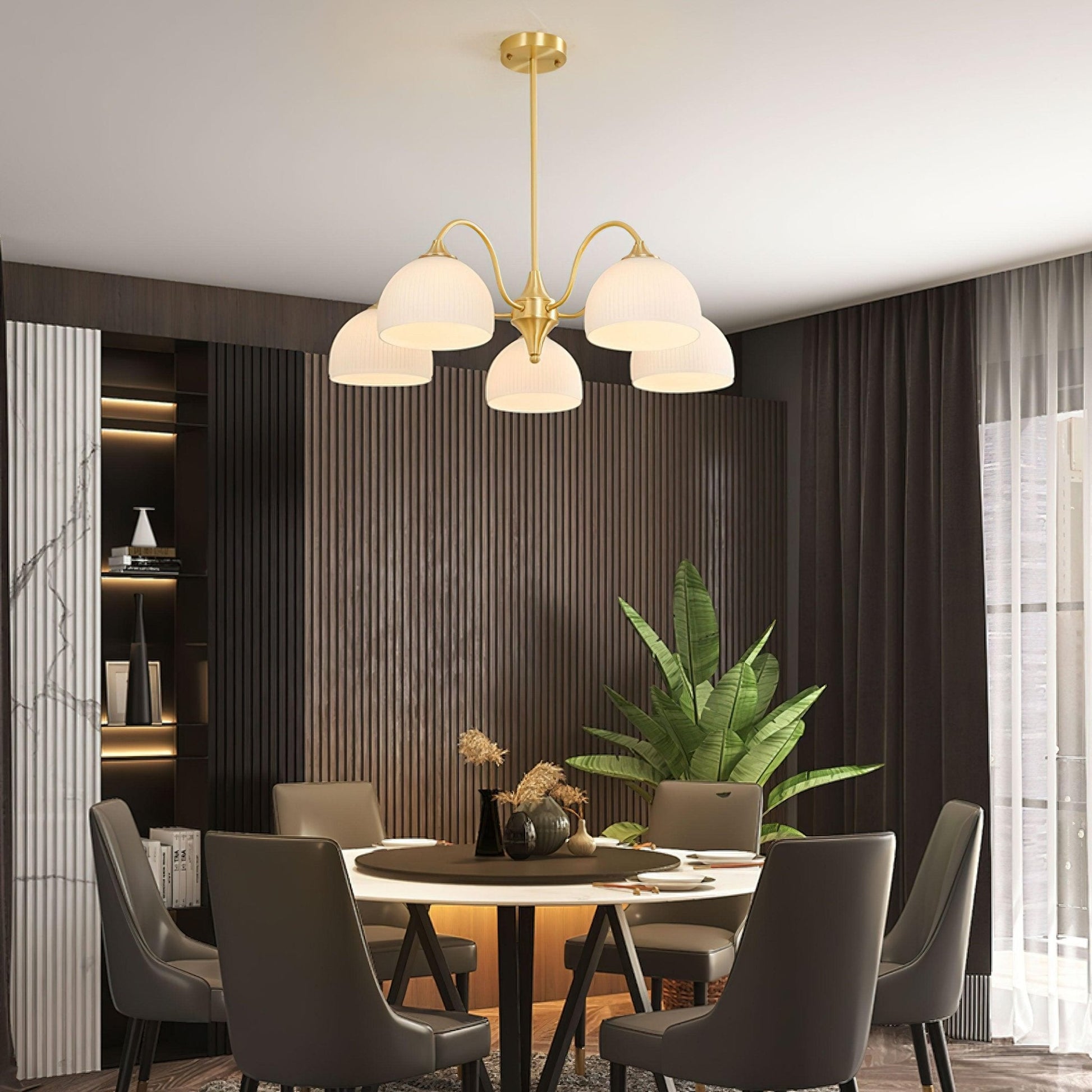 Striped Glass Bowl Chandelier - Blowlighting