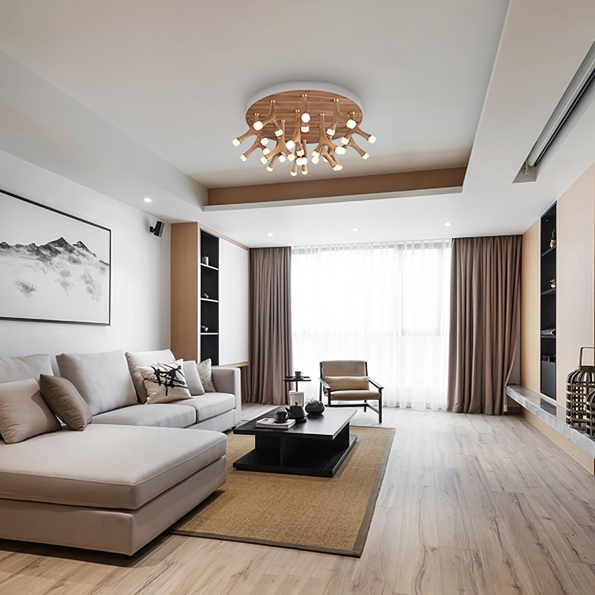 Vilorion Nature-Inspired Wood Ceiling Light - Blowlighting