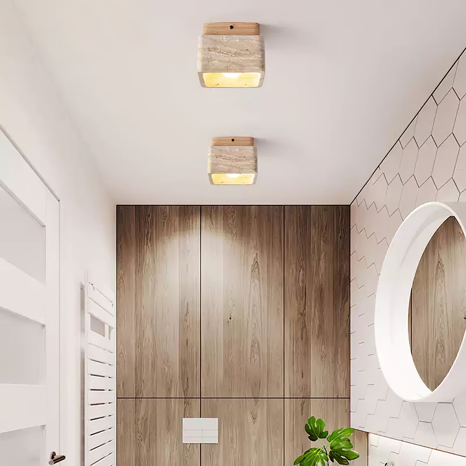 Alaearis Textured Travertine Ceiling Light - Blowlighting