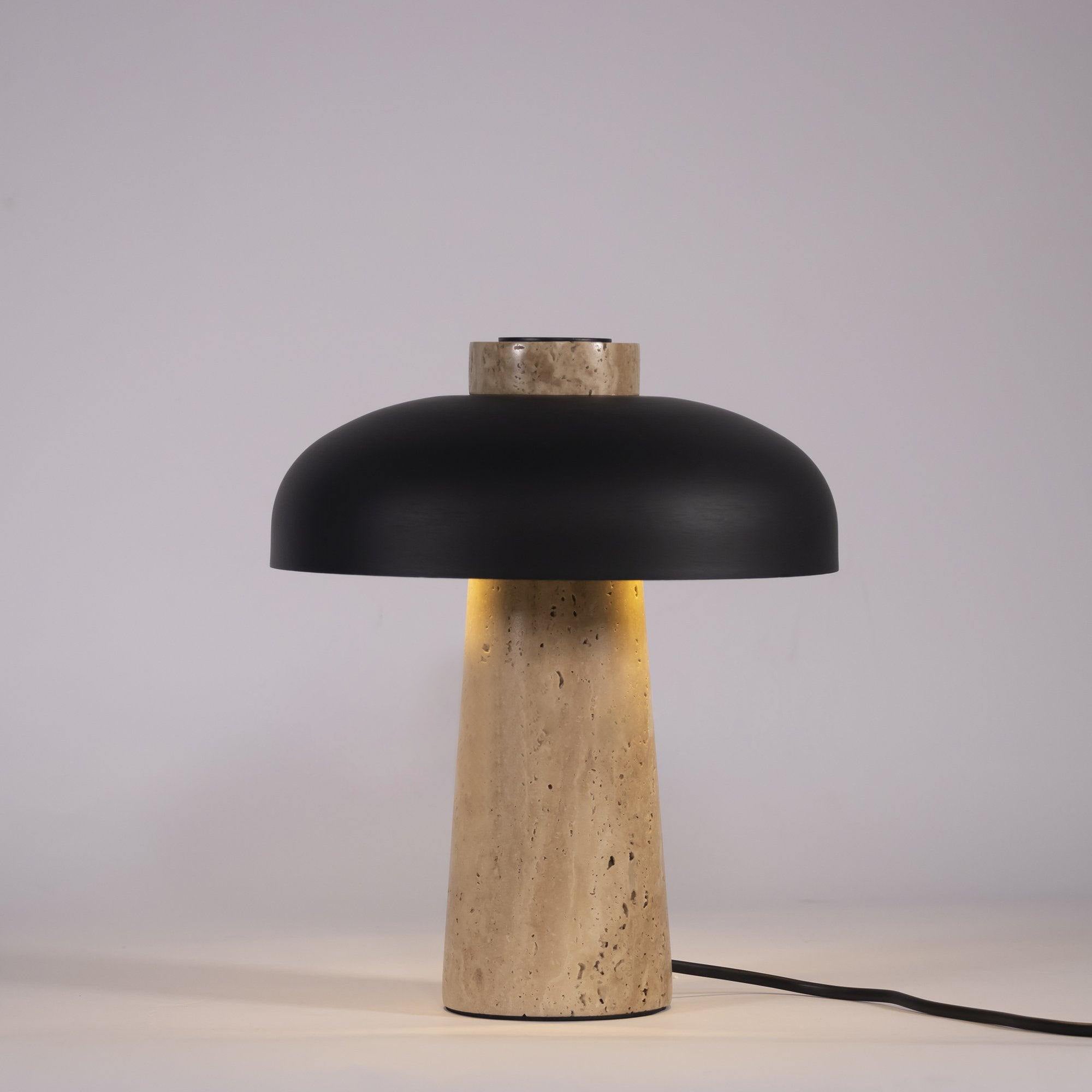 Conore Mushroom Form Travertine Table Lamp - Blowlighting