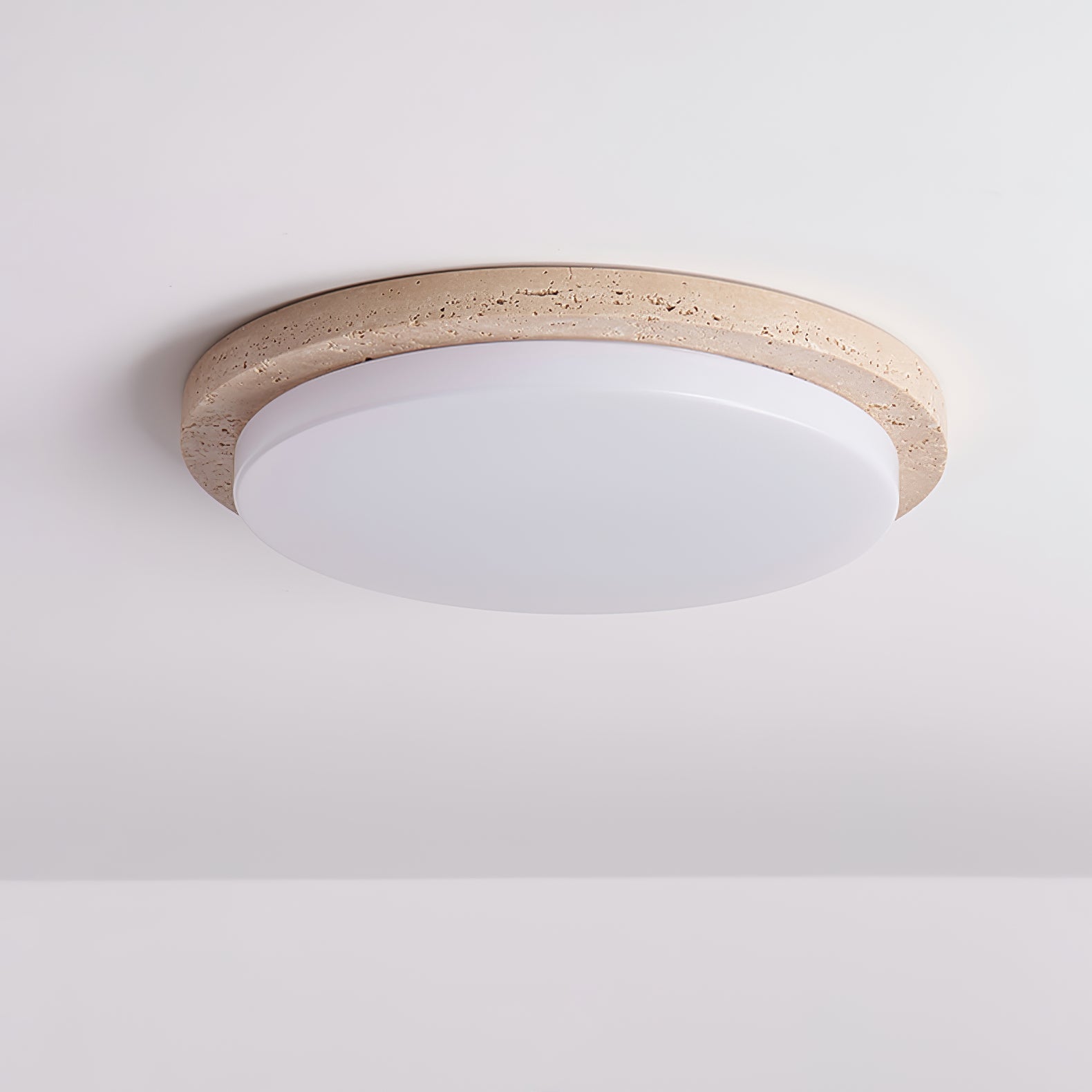 Etala Smooth-Rim Travertine Ceiling Light - Blowlighting