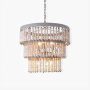 Three Tiered Wood Beaded Chandelier - Blowlighting