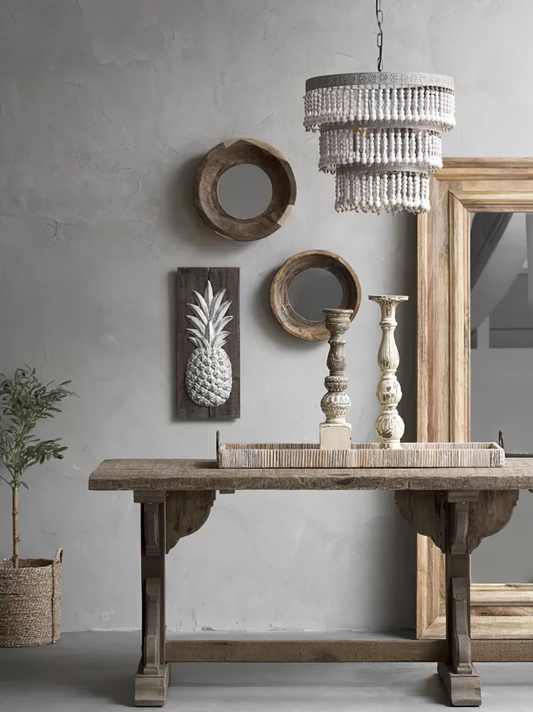 Three Tiered Wood Beaded Chandelier - Blowlighting