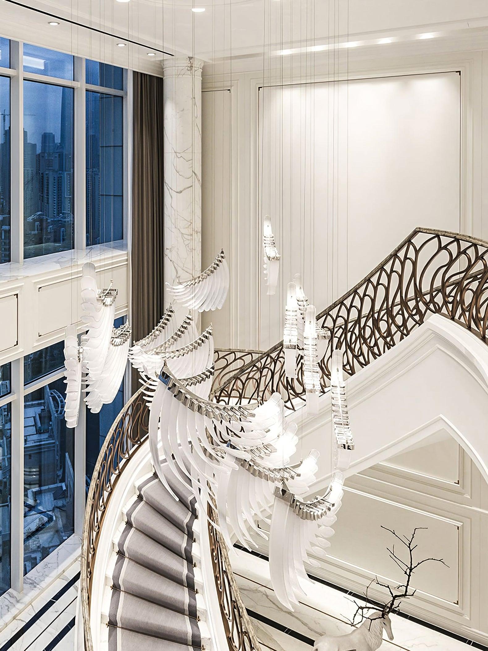 Tiered Postmodern Luxury Palmette Metal Chandelier - Blowlighting