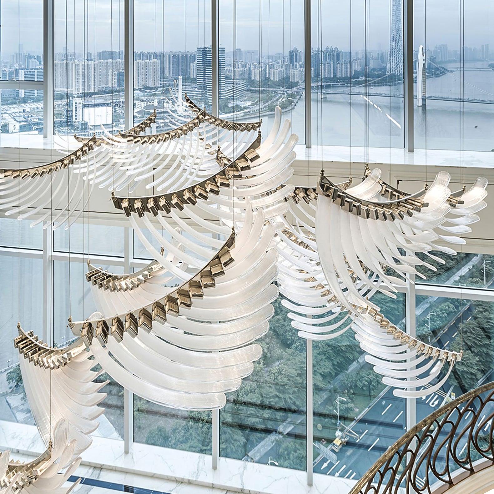 Tiered Postmodern Luxury Palmette Metal Chandelier - Blowlighting