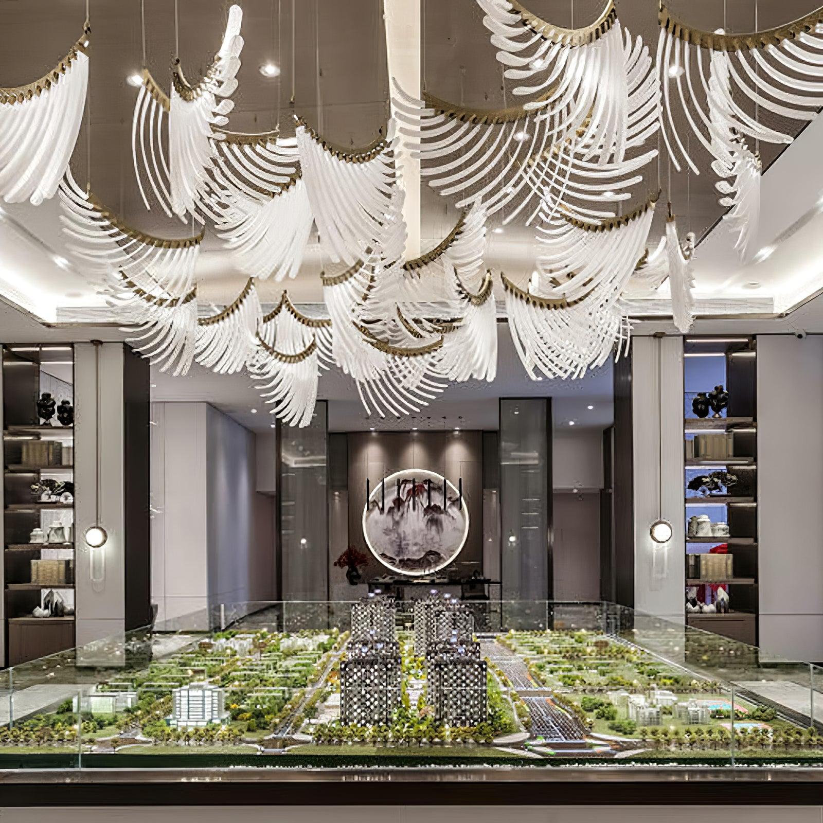 Tiered Postmodern Luxury Palmette Metal Chandelier - Blowlighting