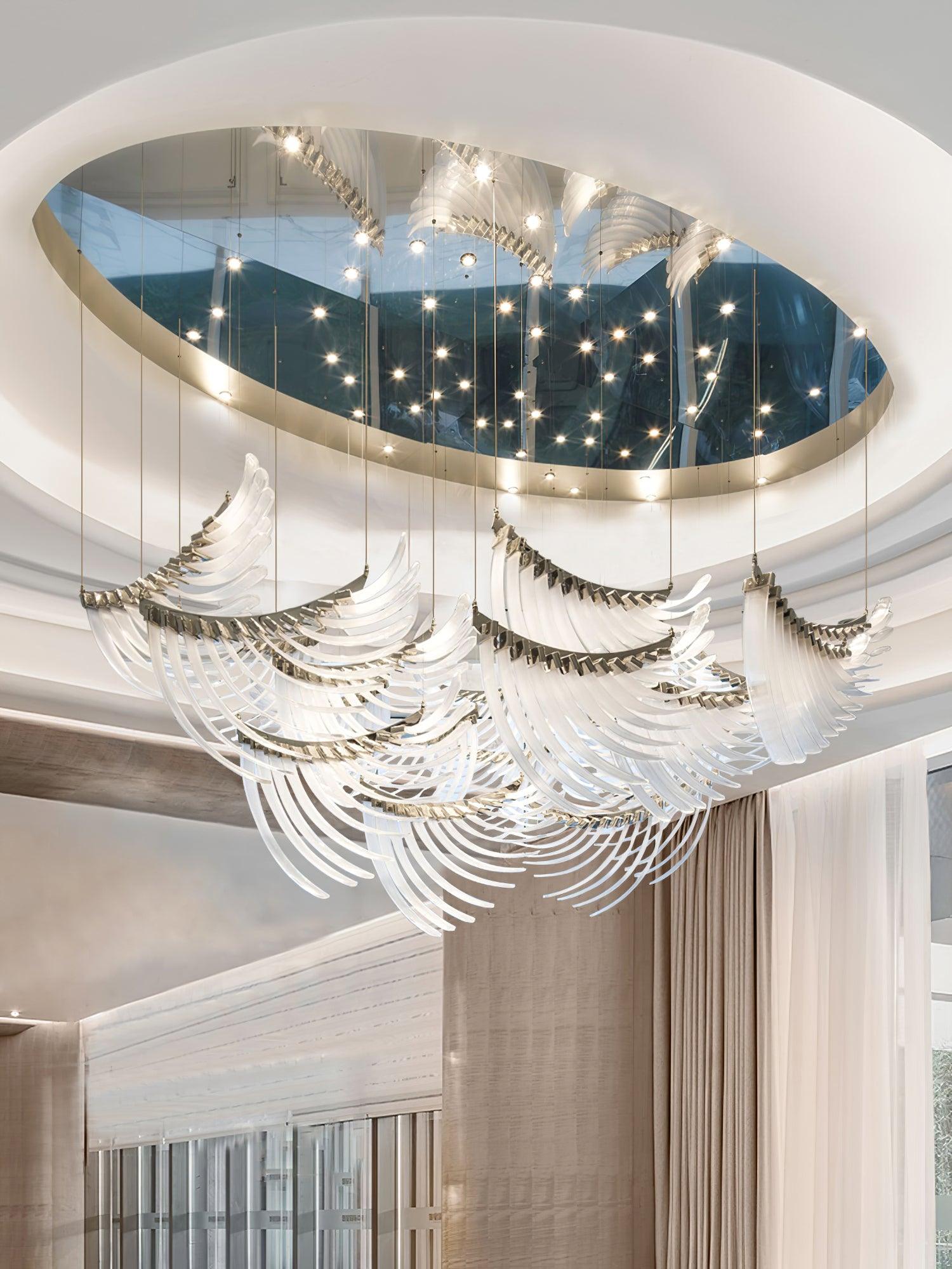 Tiered Postmodern Luxury Palmette Metal Chandelier - Blowlighting