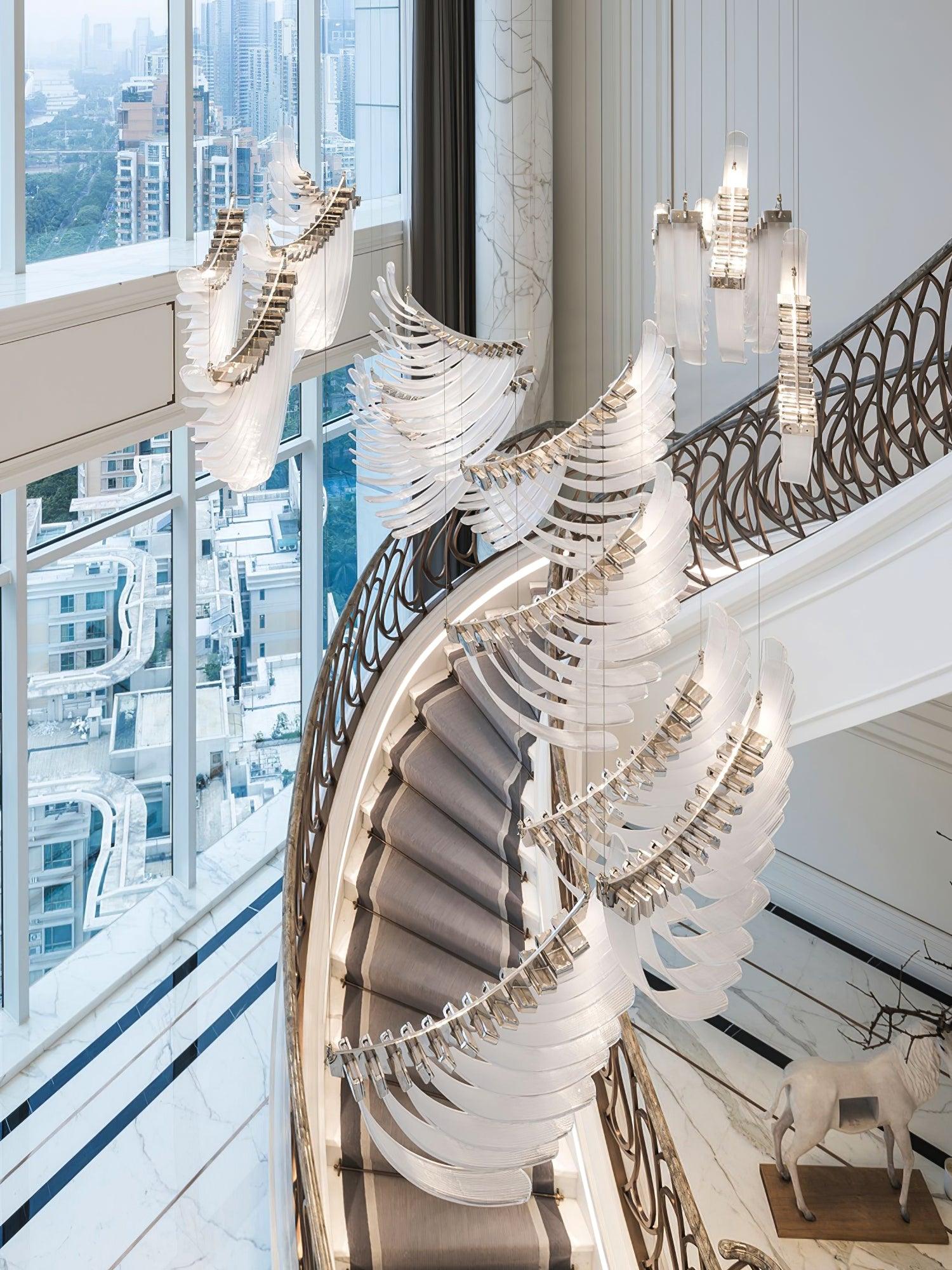 Tiered Postmodern Luxury Palmette Metal Chandelier - Blowlighting