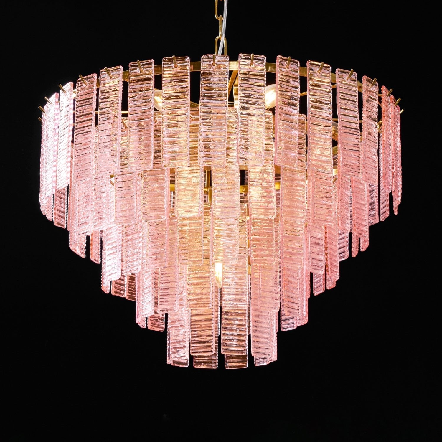 Aurora Chandelier Pink Murano Glass Layered Vintage Luxury - Blowlighting