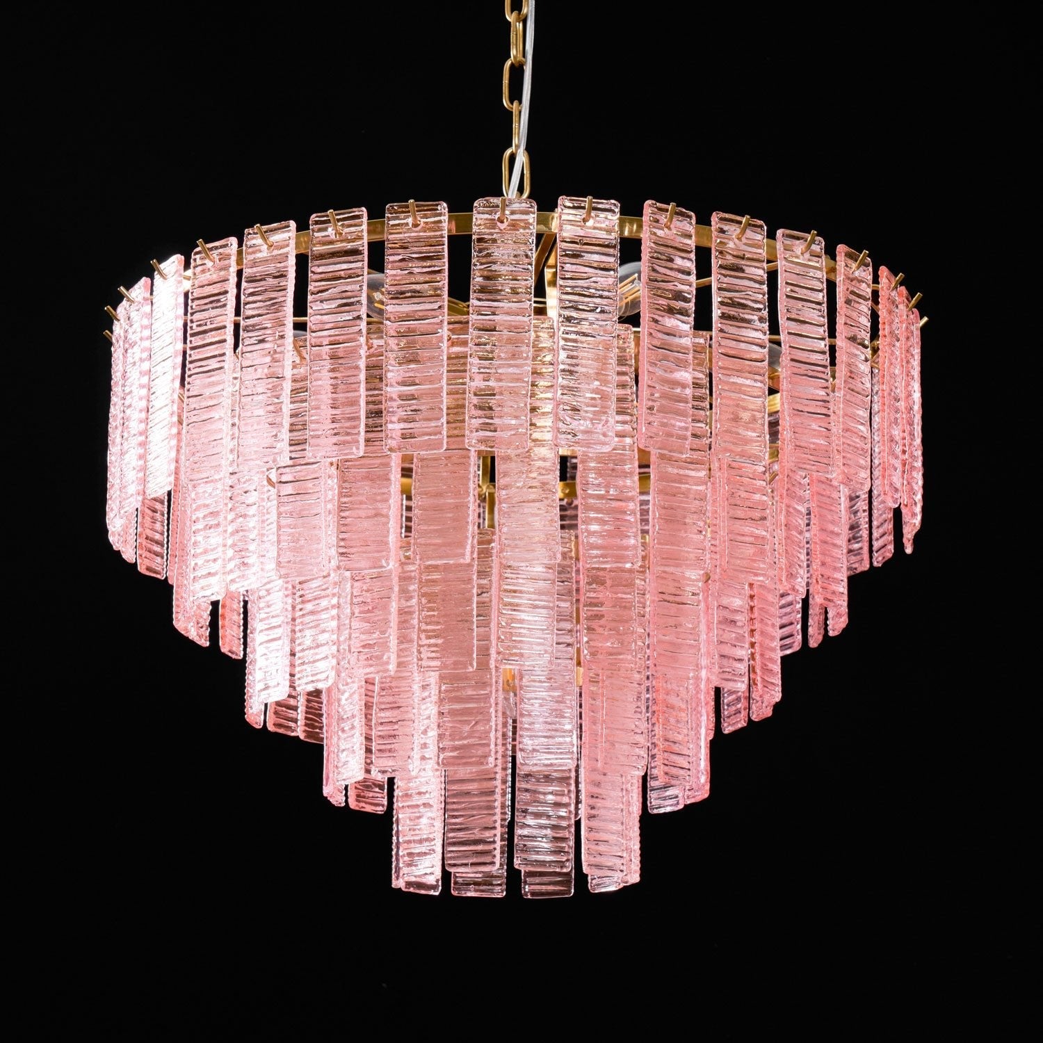 Aurora Chandelier Pink Murano Glass Layered Vintage Luxury - Blowlighting