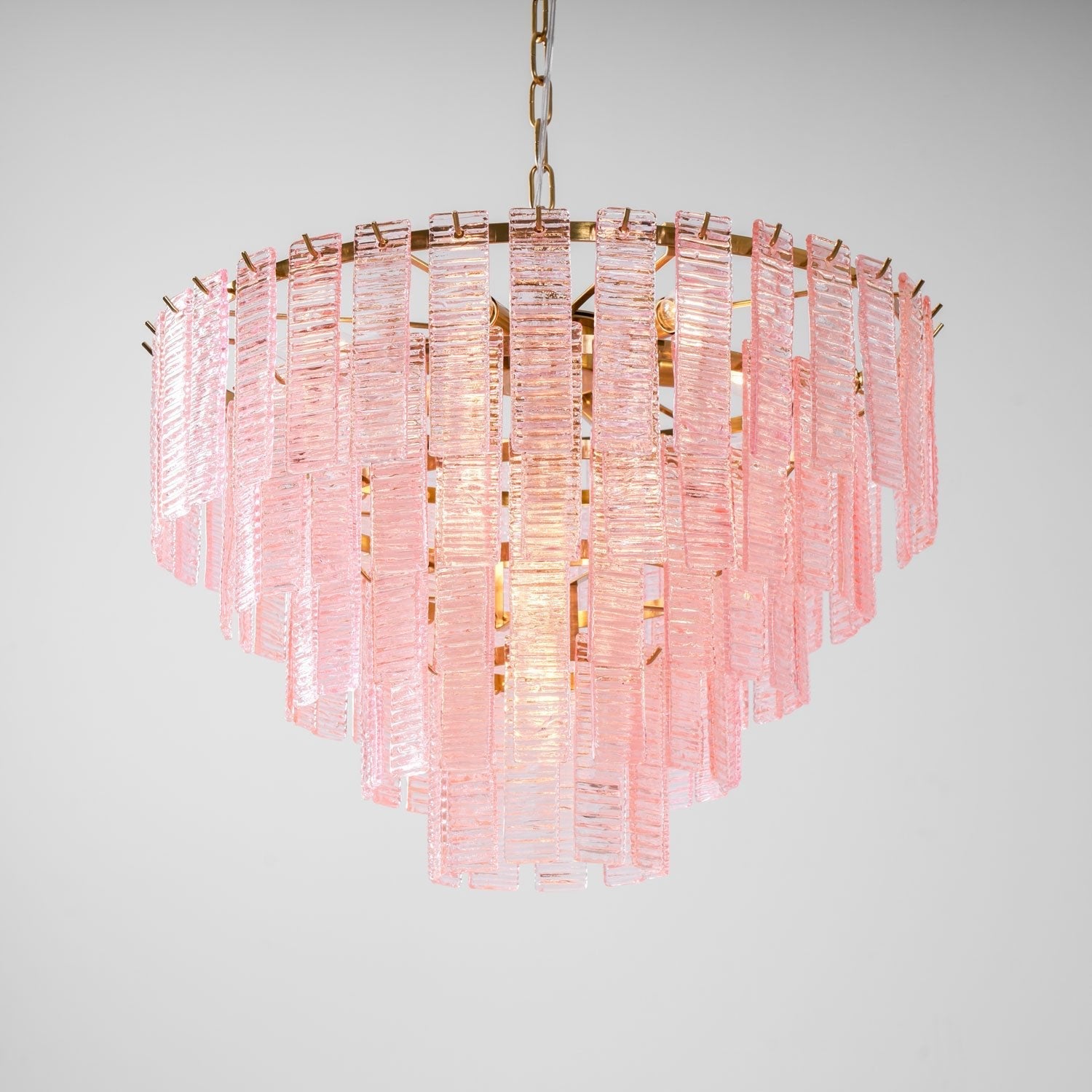 Aurora Chandelier Pink Murano Glass Layered Vintage Luxury - Blowlighting