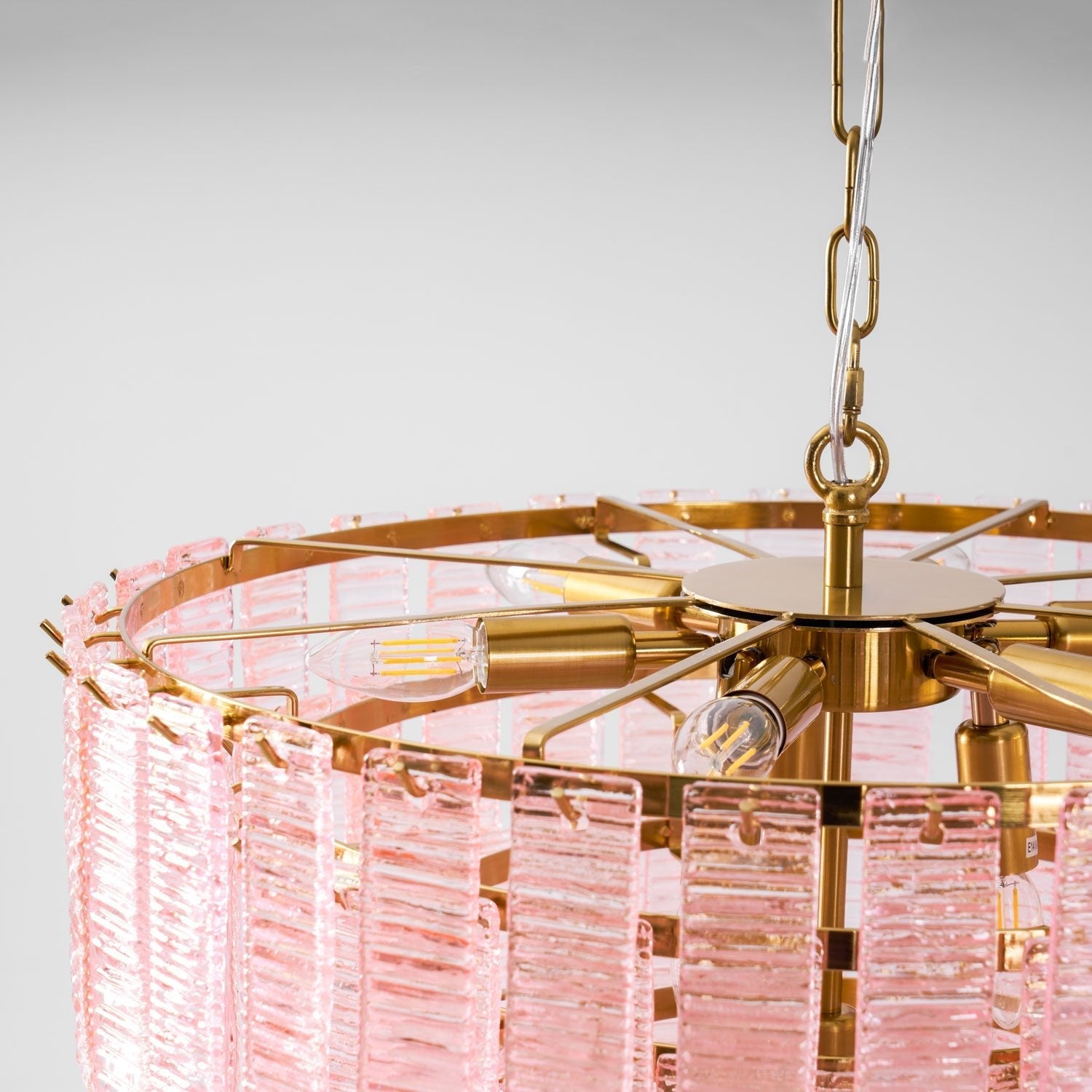 Aurora Chandelier Pink Murano Glass Layered Vintage Luxury - Blowlighting