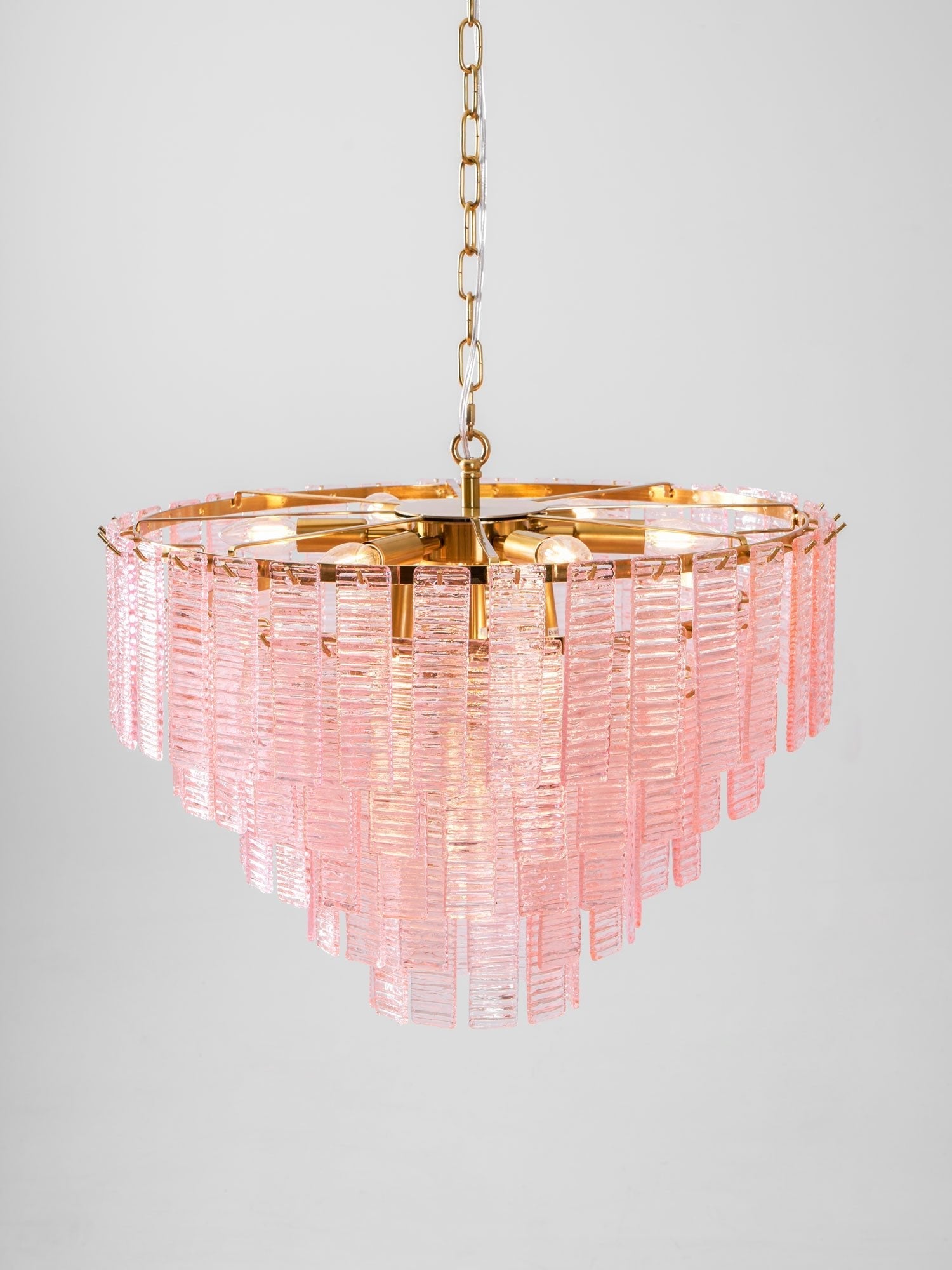 Aurora Chandelier Pink Murano Glass Layered Vintage Luxury - Blowlighting