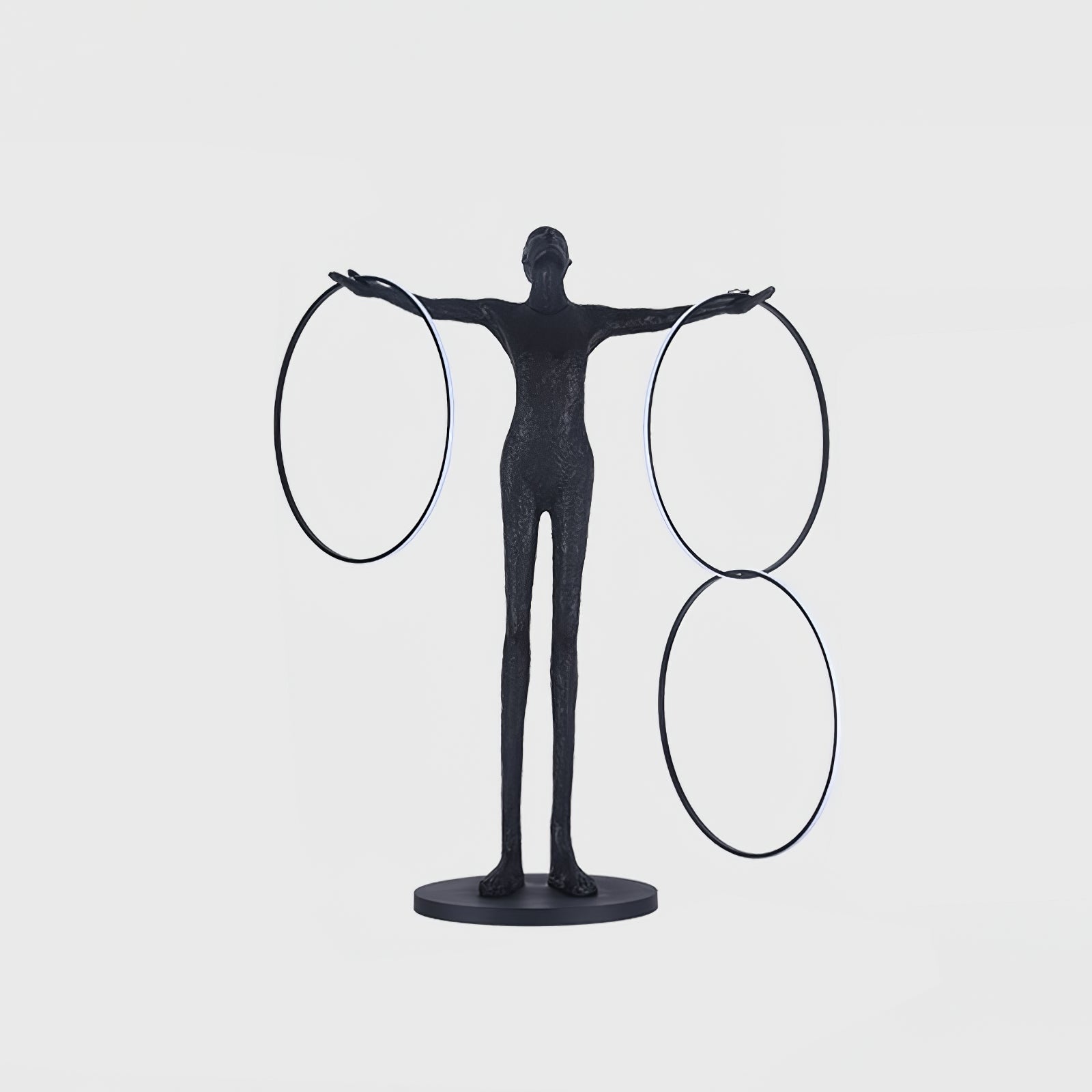 Eclipsa Dual-Ring Sculptural Black Metal Floor Lamp - Blowlighting