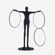 Eclipsa Dual-Ring Sculptural Black Metal Floor Lamp - Blowlighting