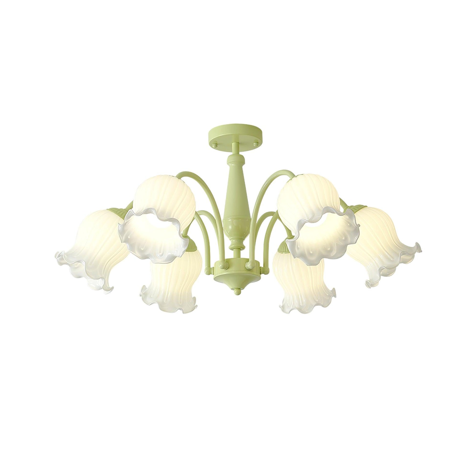 Lustra Trumpet Chandelier Floral Pastel Glass Petals - Blowlighting