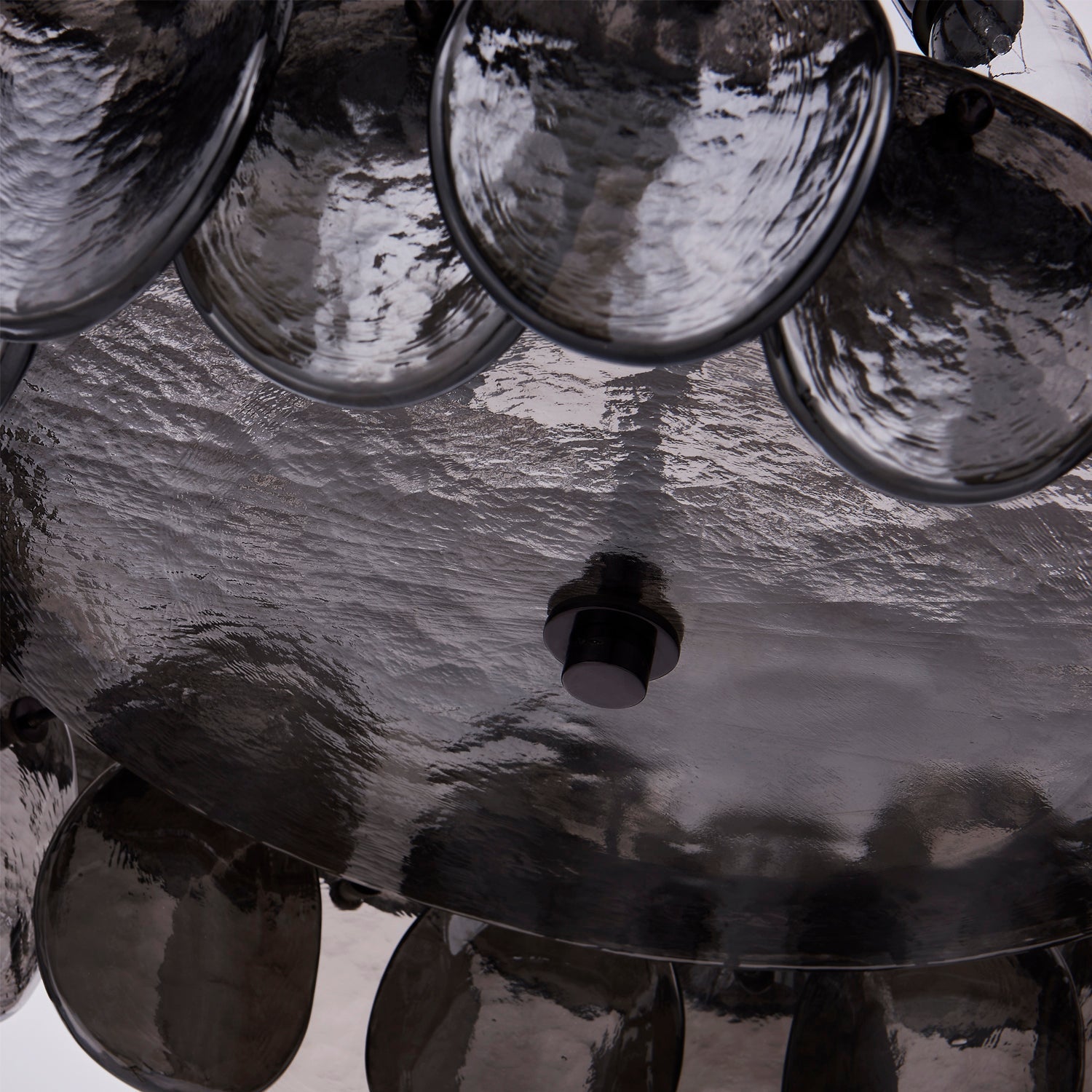 Aurora Chandelier Amber Glass Disc Fish Scale Brass - Blowlighting