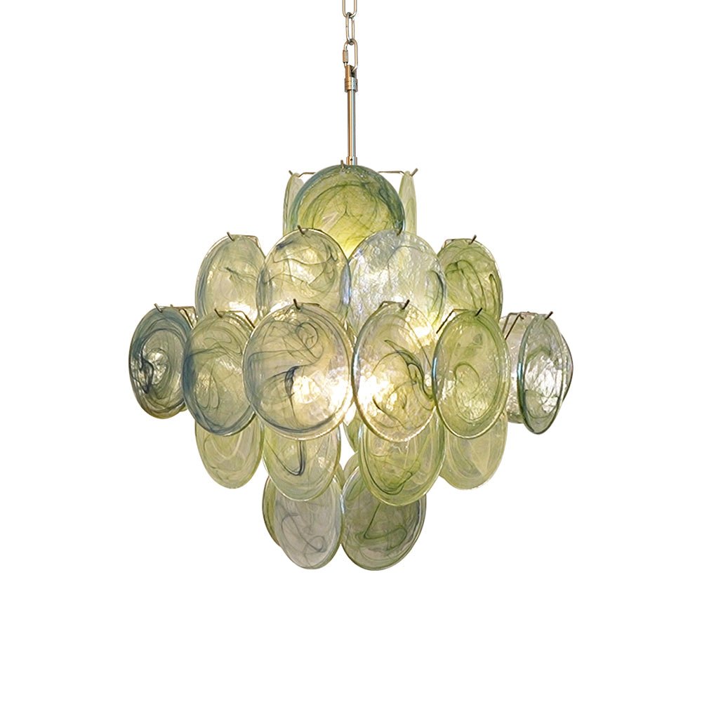 Aurora Chandelier Green Murano Glass Disc Nature - Blowlighting