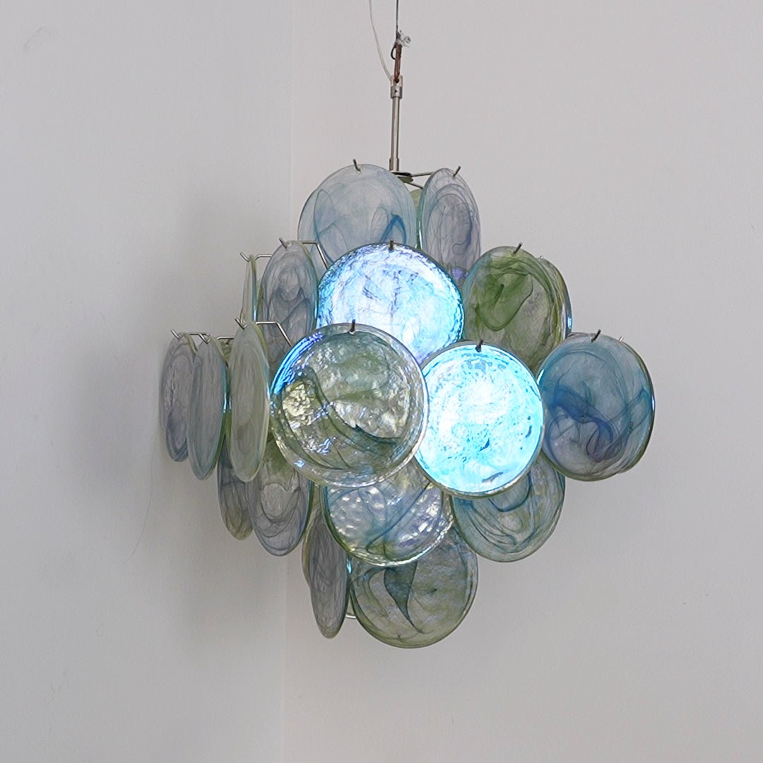Aurora Chandelier Green Murano Glass Disc Nature - Blowlighting