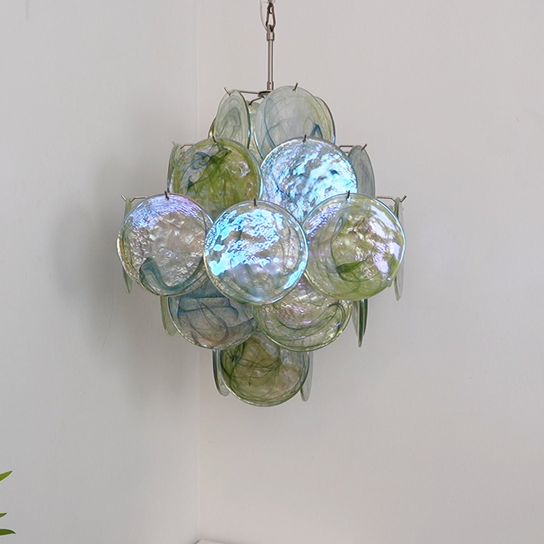 Aurora Chandelier Green Murano Glass Disc Nature - Blowlighting
