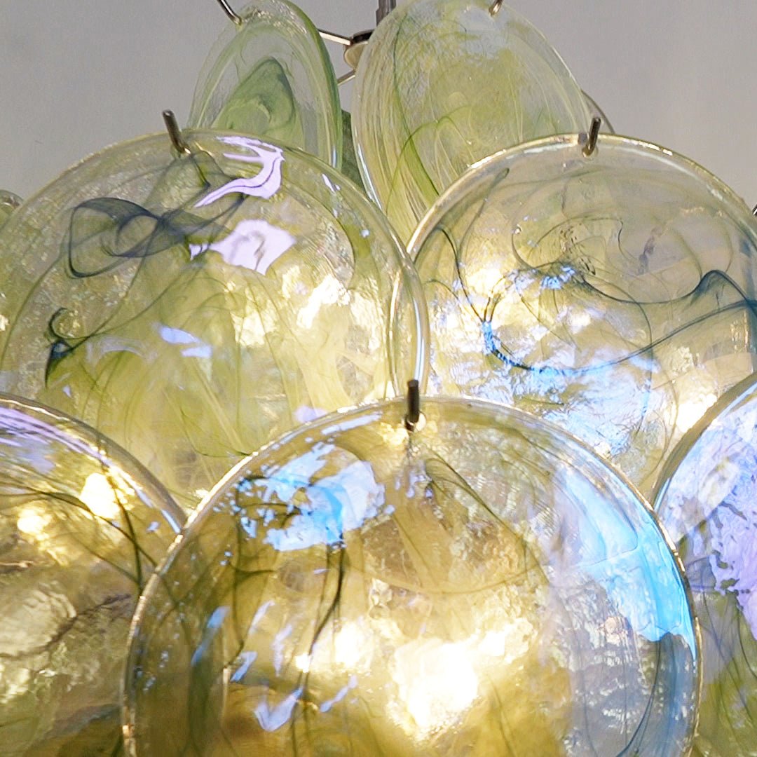 Aurora Chandelier Green Murano Glass Disc Nature - Blowlighting