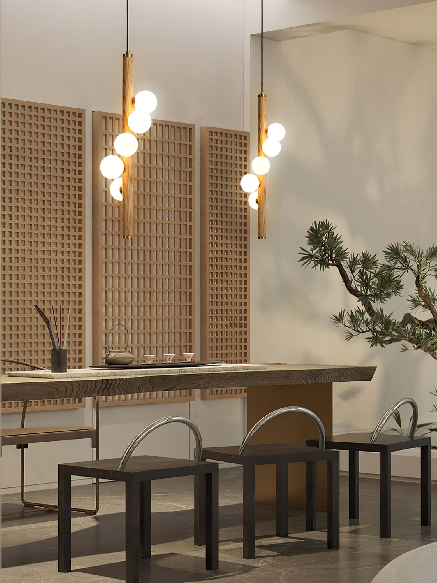 Vertical Orb Timber Pendant Lamp - Blowlighting