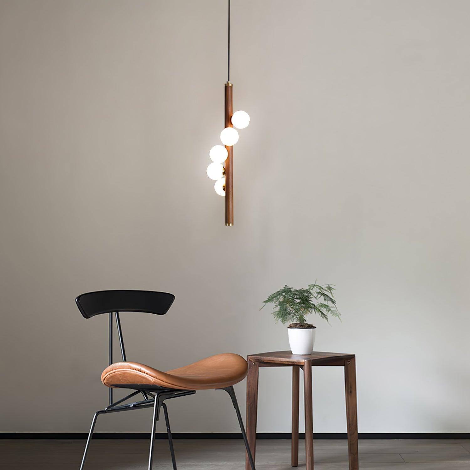 Vertical Orb Timber Pendant Lamp - Blowlighting