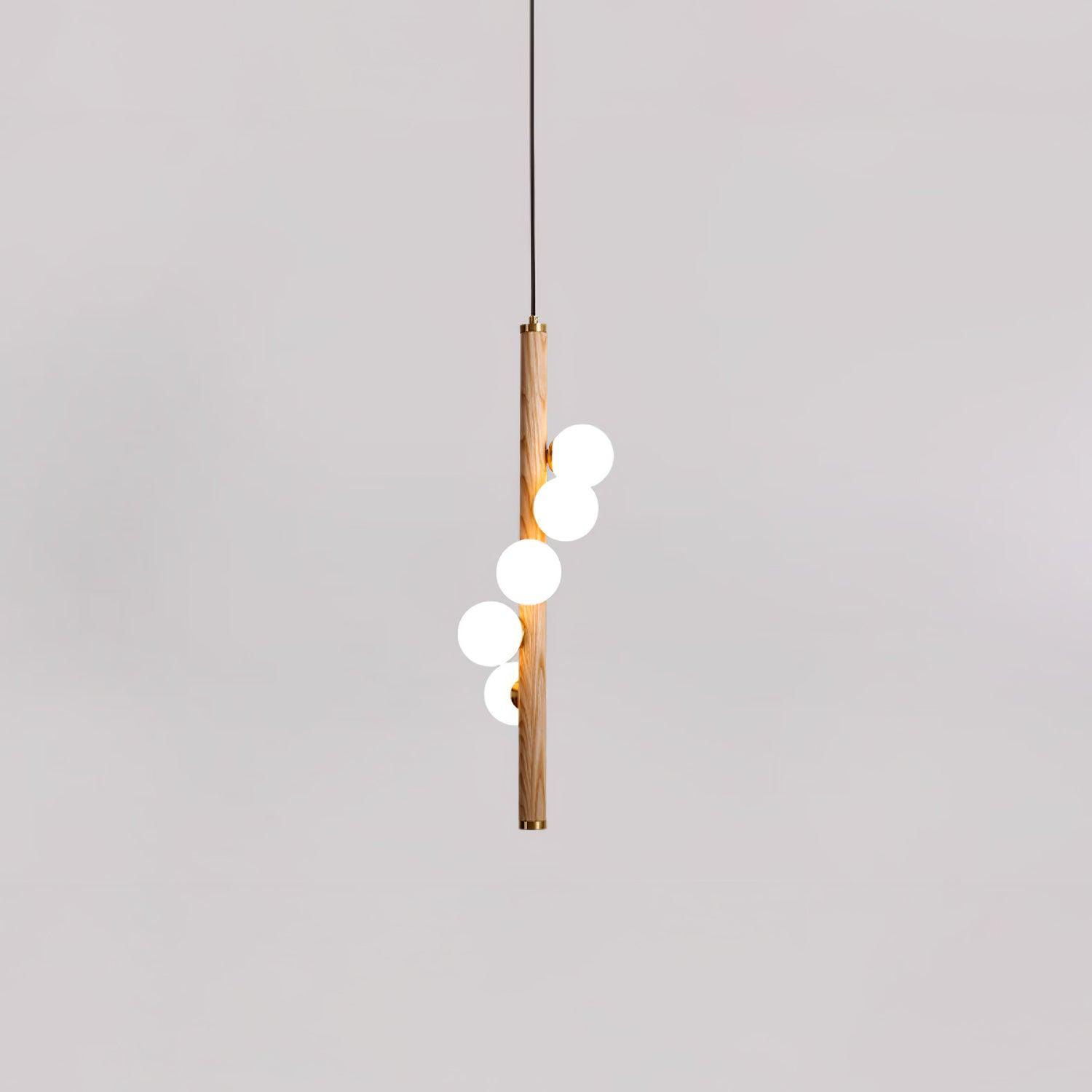 Vertical Orb Timber Pendant Lamp - Blowlighting