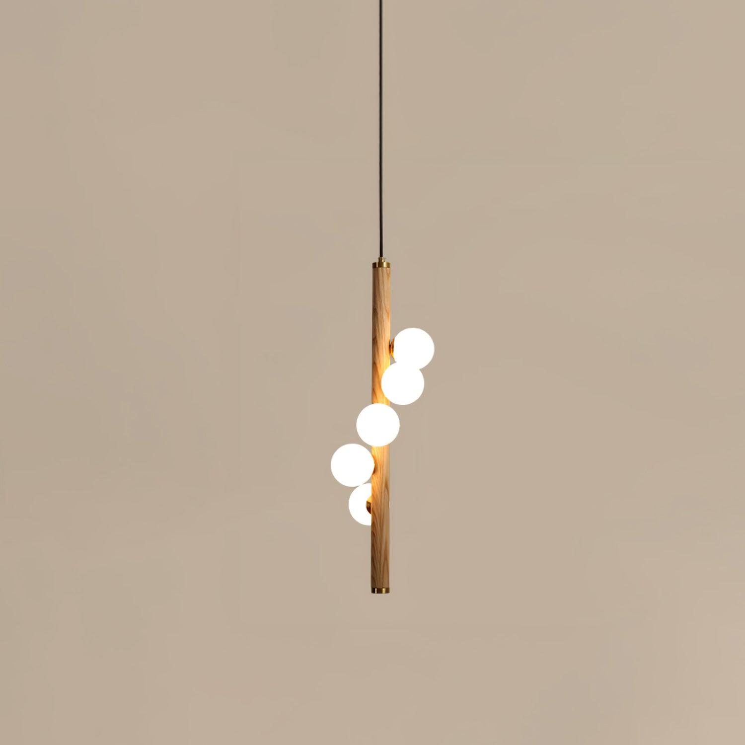 Vertical Orb Timber Pendant Lamp - Blowlighting