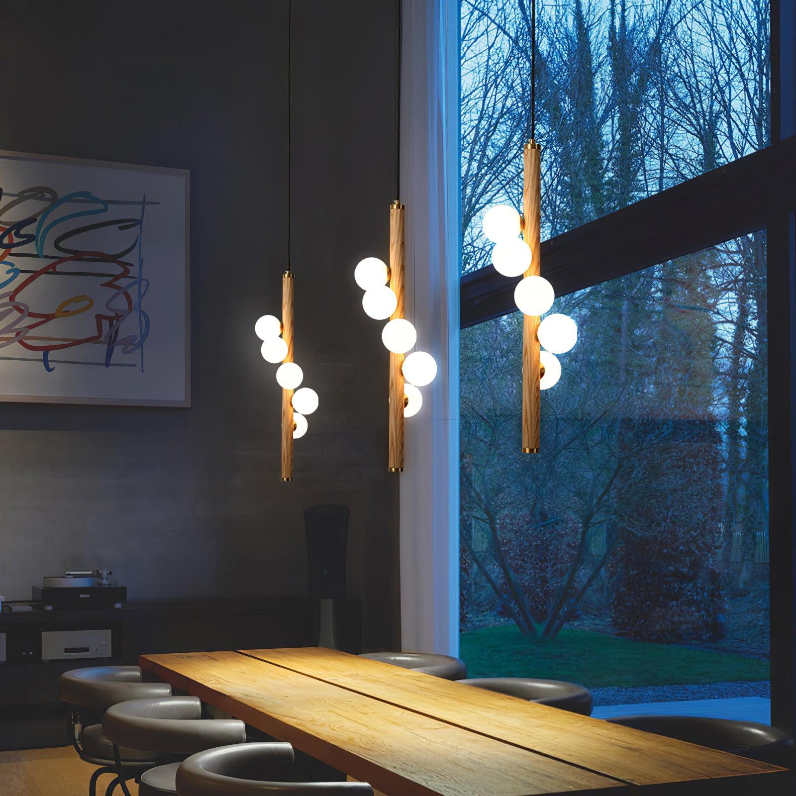 Vertical Orb Timber Pendant Lamp - Blowlighting