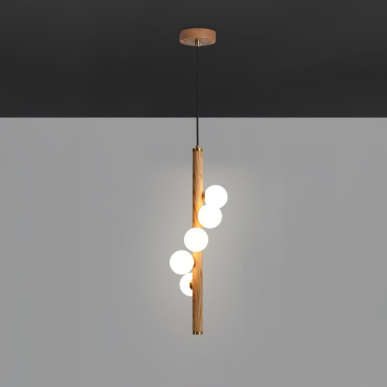 Vertical Orb Timber Pendant Lamp - Blowlighting