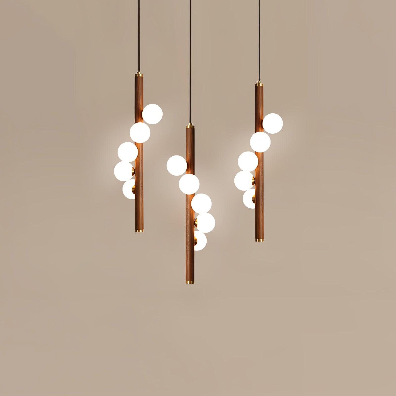 Vertical Orb Timber Pendant Lamp - Blowlighting