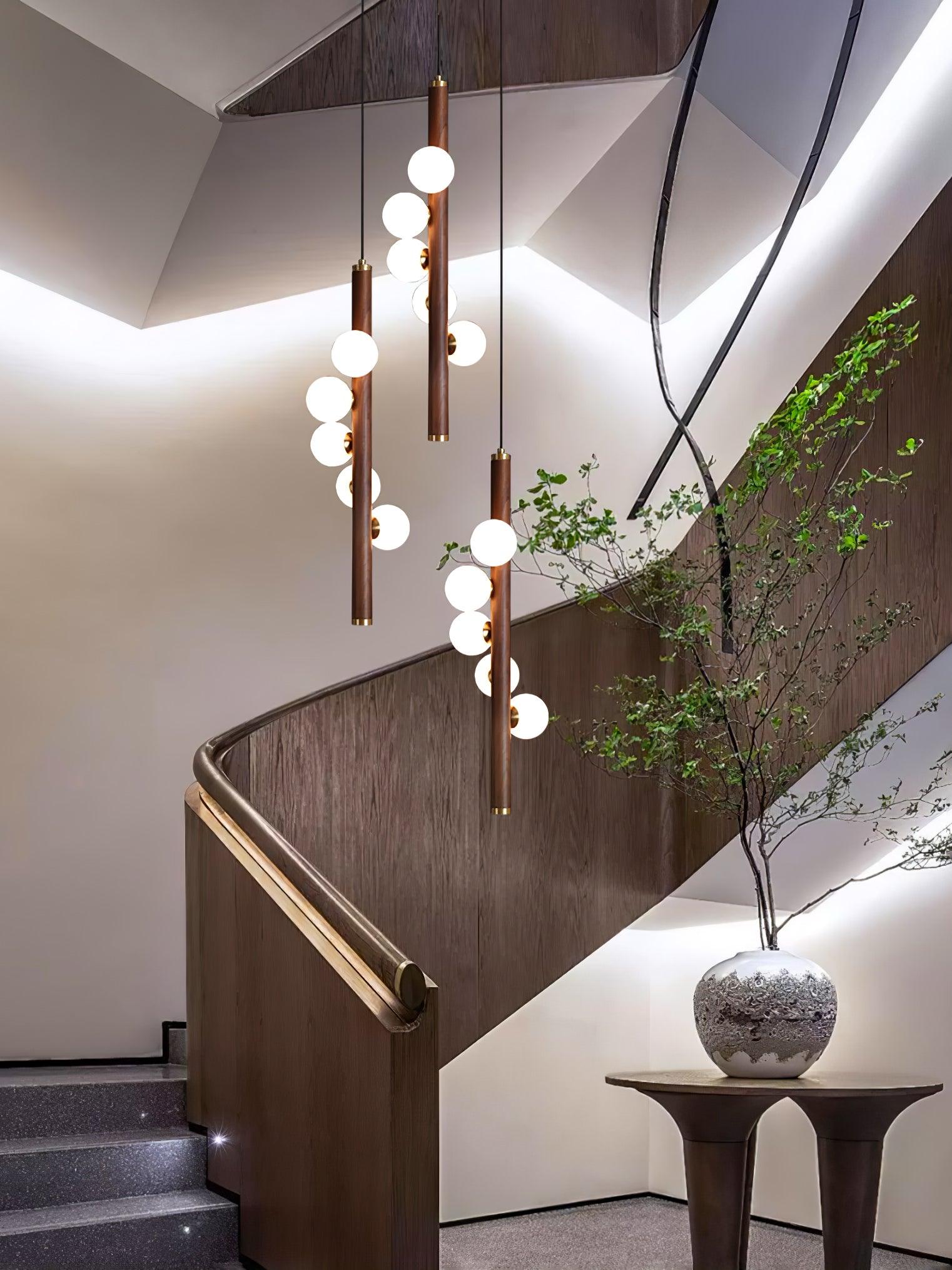 Vertical Orb Timber Pendant Lamp - Blowlighting