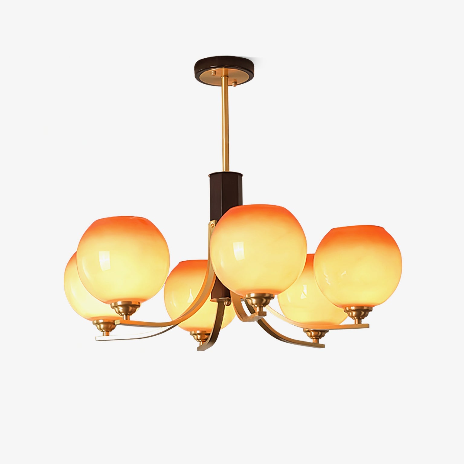 Aurora Chandelier Vintage Caramel Globe - Blowlighting