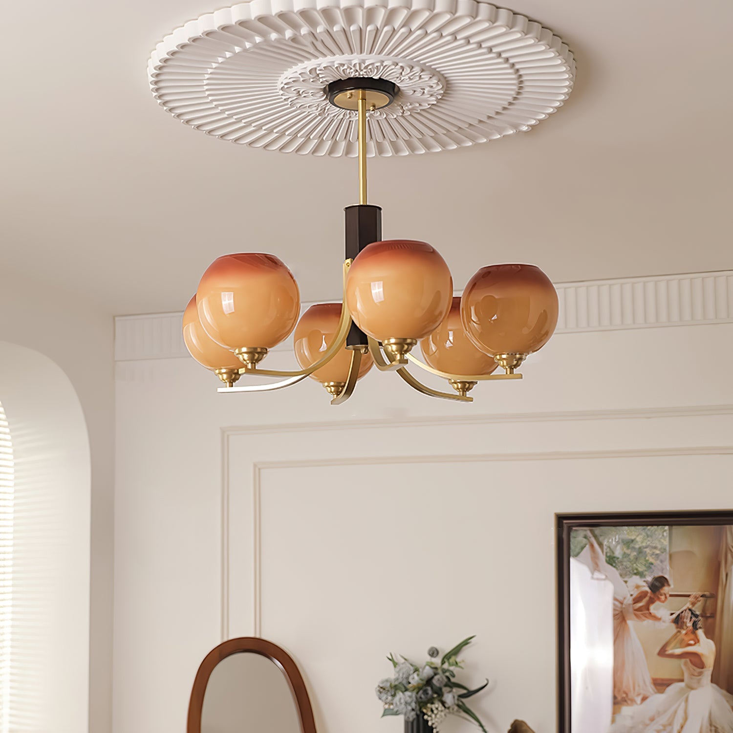 Aurora Chandelier Vintage Caramel Globe - Blowlighting