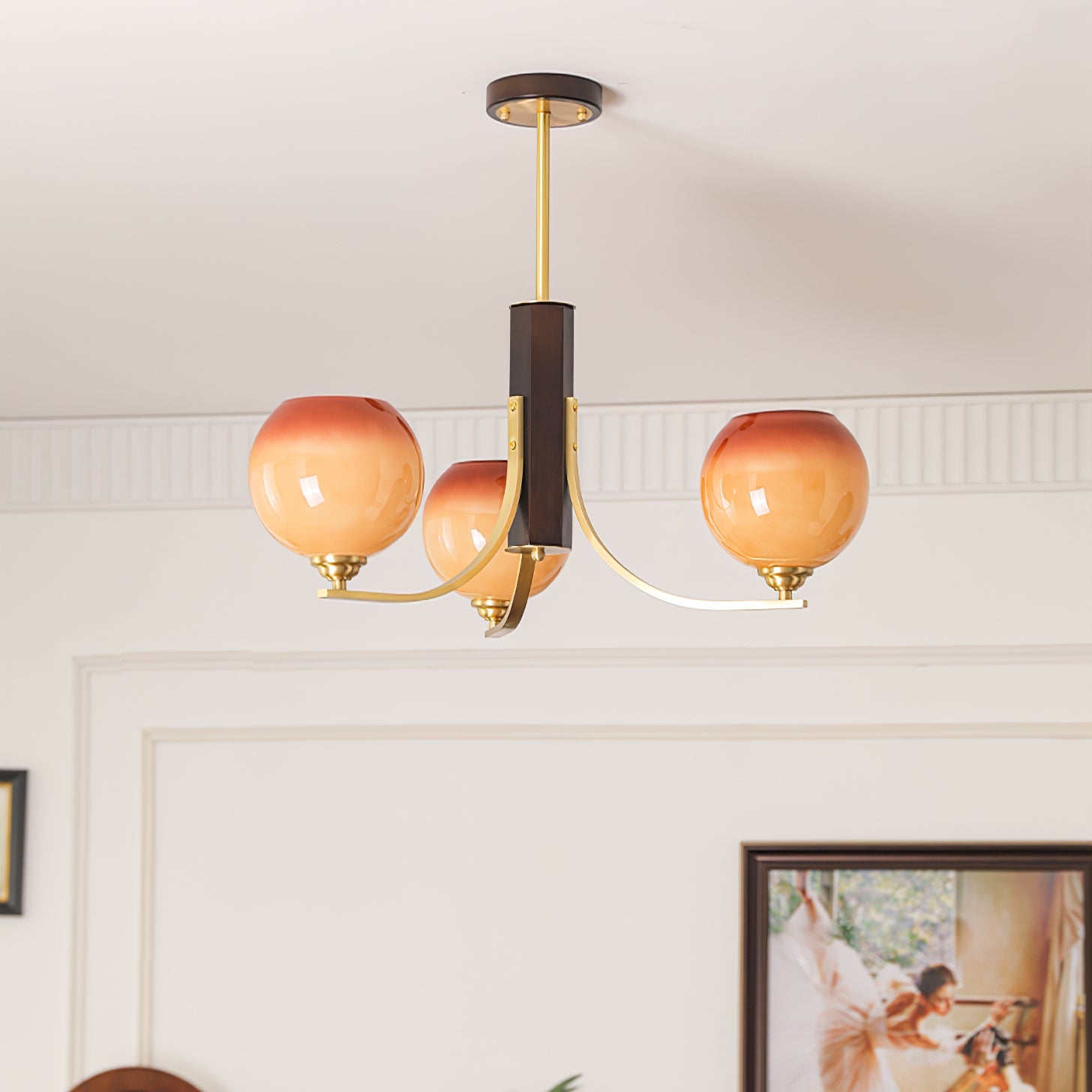 Aurora Chandelier Vintage Caramel Globe - Blowlighting
