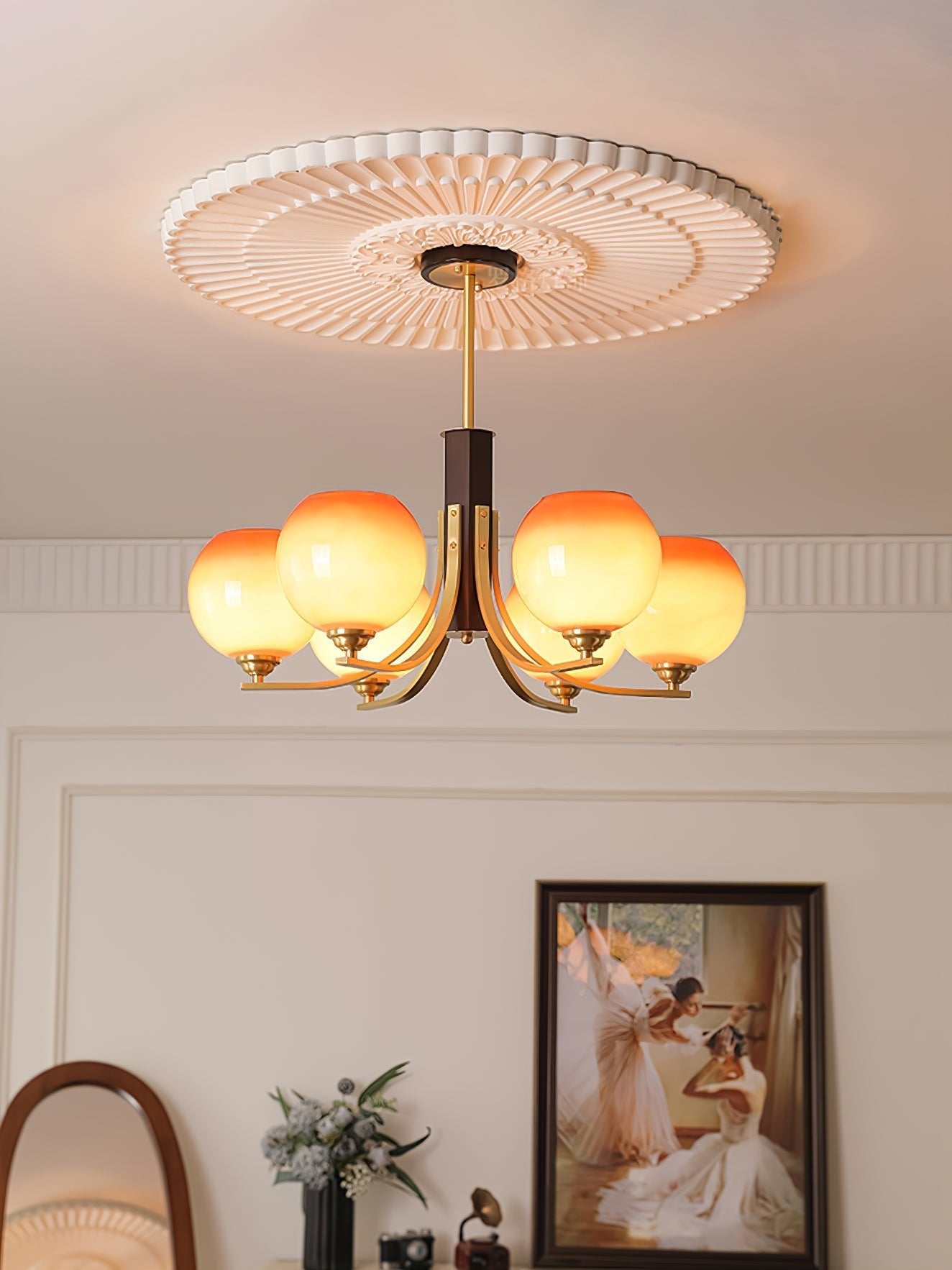 Aurora Chandelier Vintage Caramel Globe - Blowlighting
